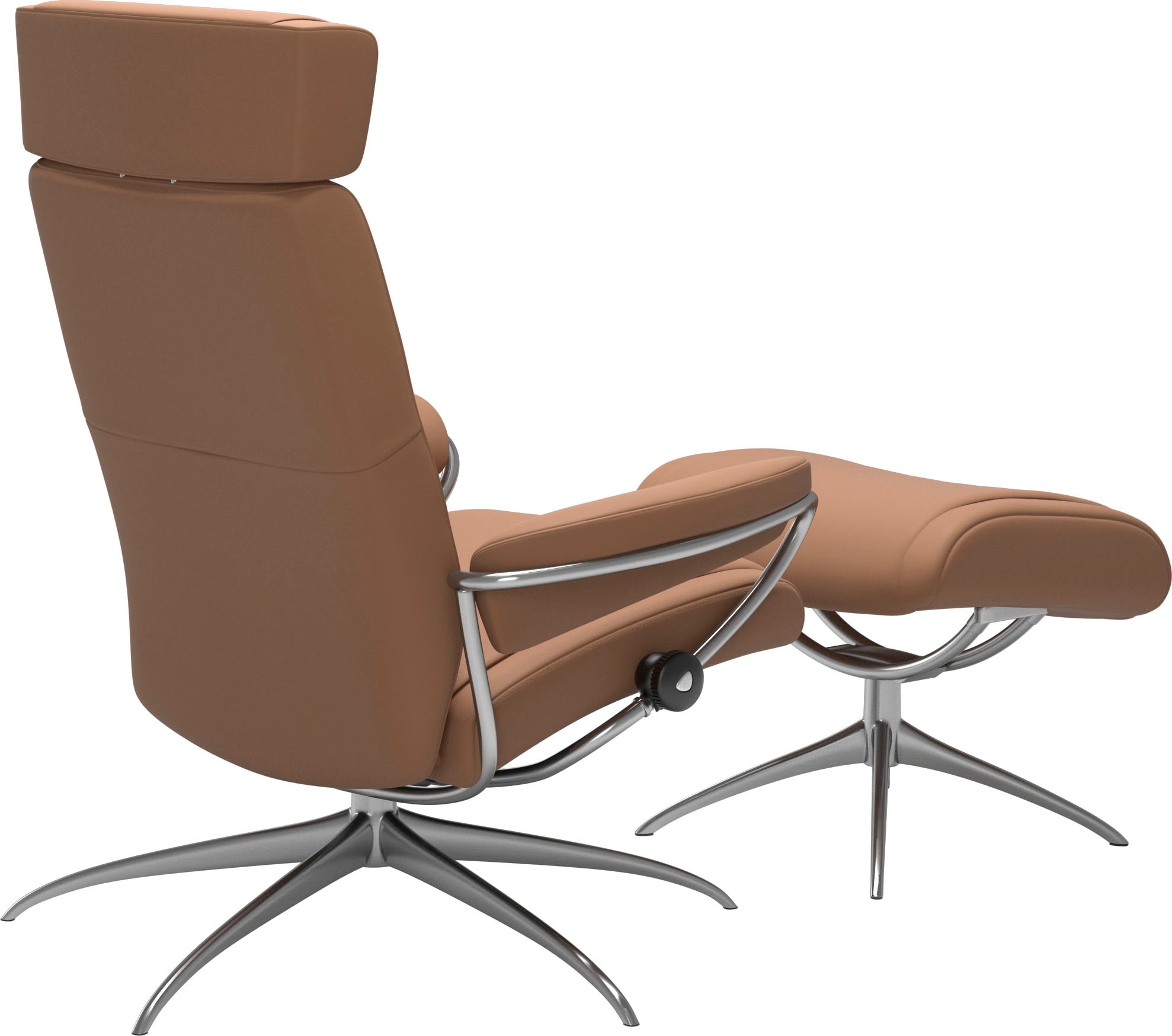 Stressless® Relaxsessel »Paris«, (Set, Relaxsessel mit Hocker), mit Hocker, Low Back mit Kopfstütze, mit Star Base, Gestell Chrom