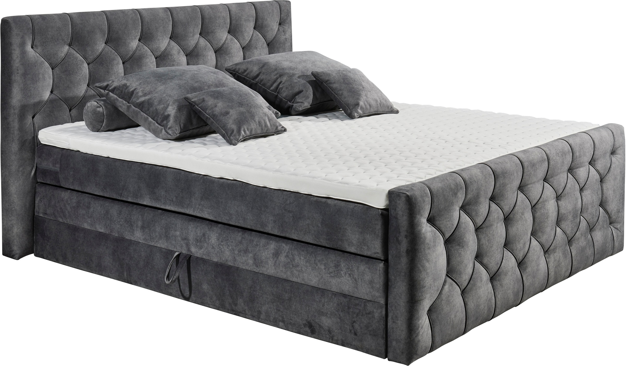 ED EXCITING DESIGN "CASHFIELD, Doppelbett mit Bettkasten und Taschenfederkernmatratze H3" mit 6cm Kaltschaum-Topper mit Klimaband, Microvelours-Bezug