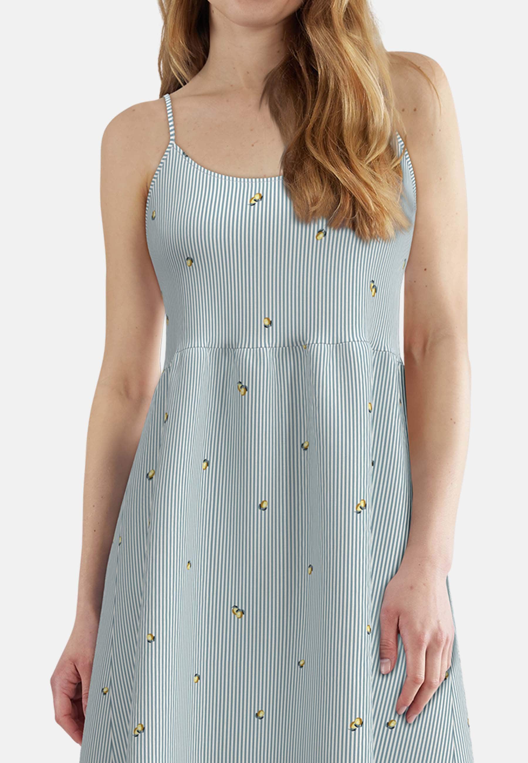 TOM TAILOR Nachthemd gestreift, mit Motiv, schmale Träger, Rundhalsausschnitt, Baumwollmix