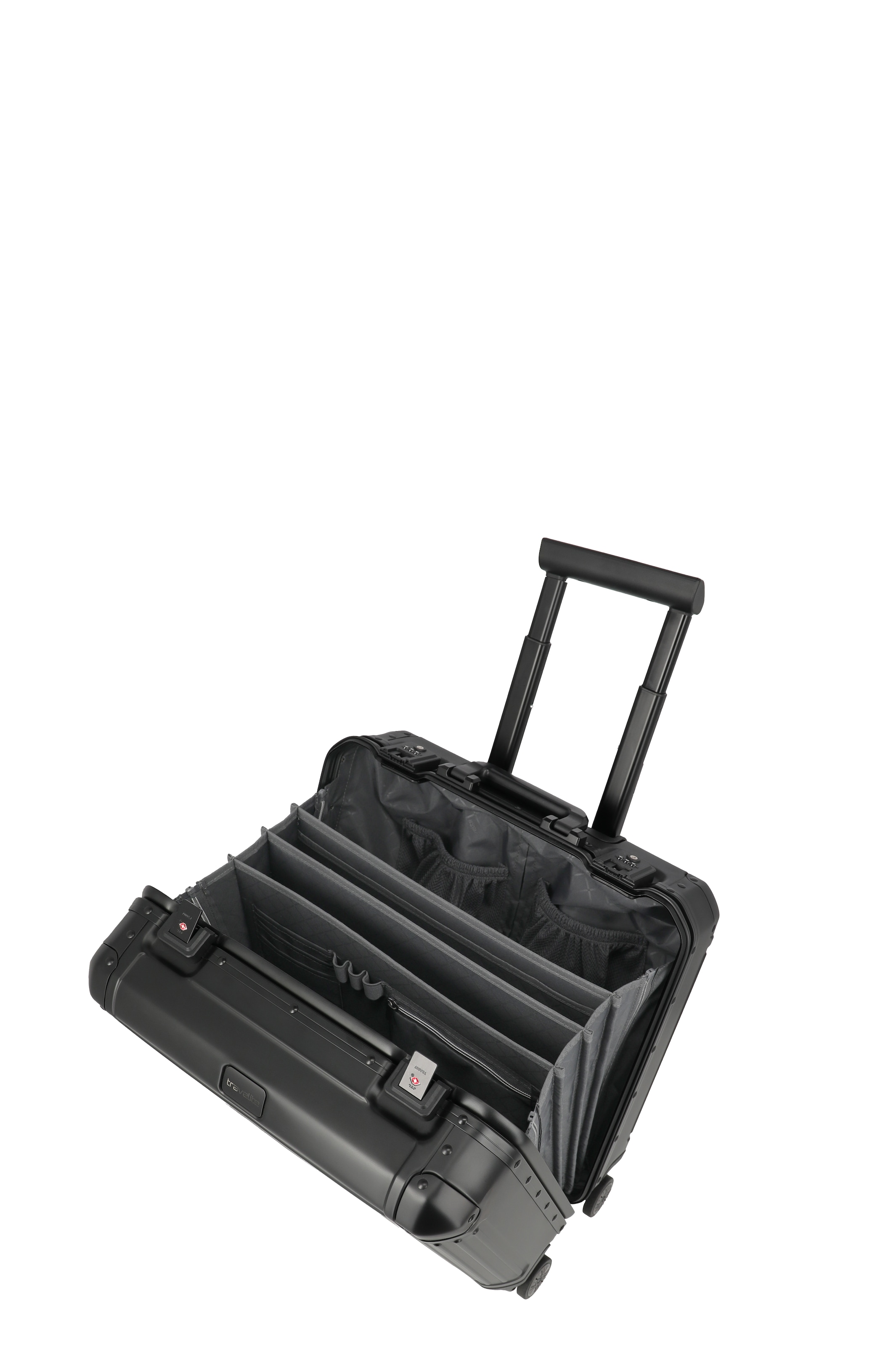 travelite Hartschalen-Trolley »NEXT Trunk Reisekoffer Aluminium« 32 l 4 Rollen Koffer, mit extra großem Stauraum und stabilem Rahmen