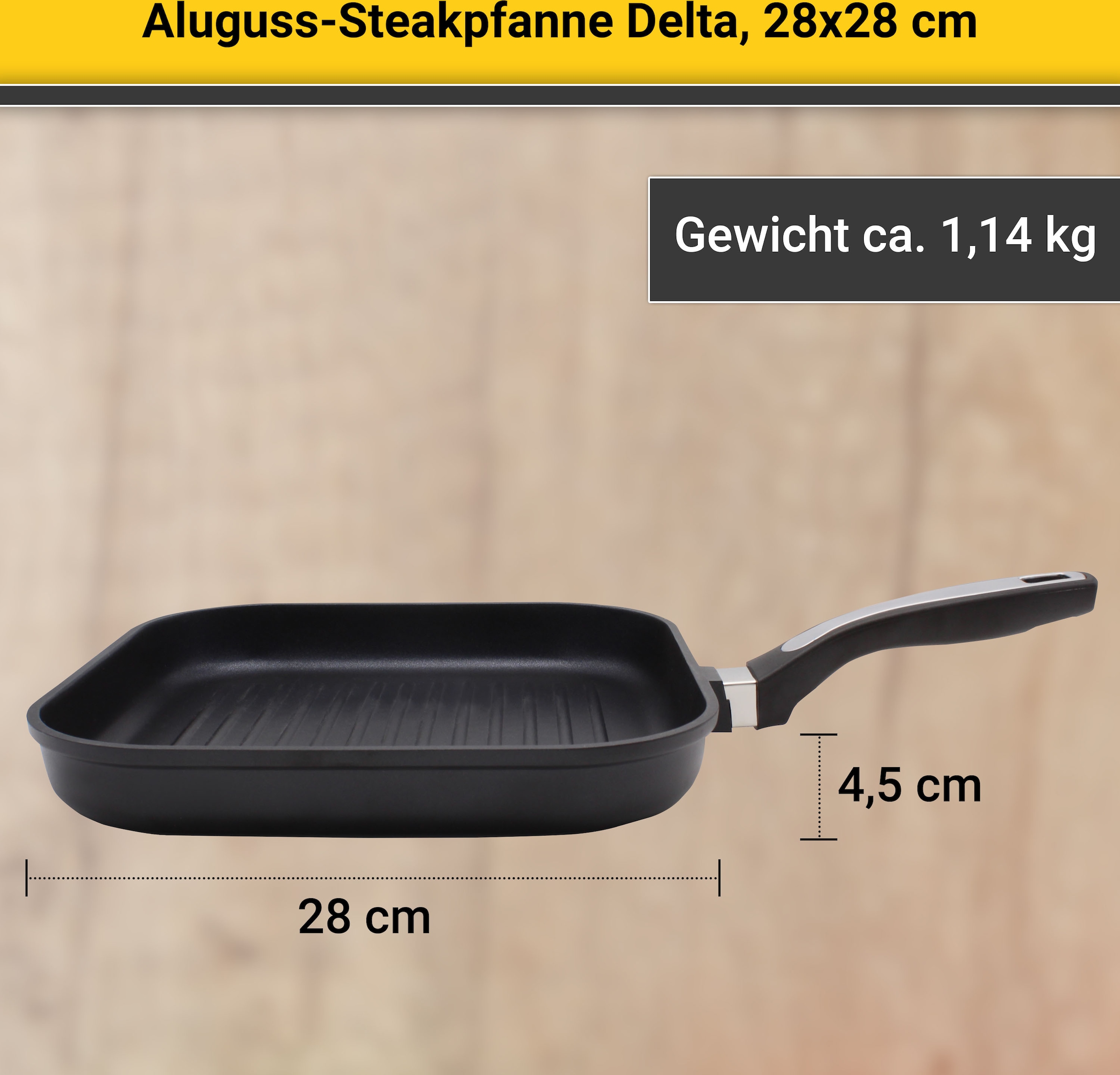 Krüger Grillpfanne »Delta«, Aluminium, (1 tlg.), Induktion bestellen | BAUR