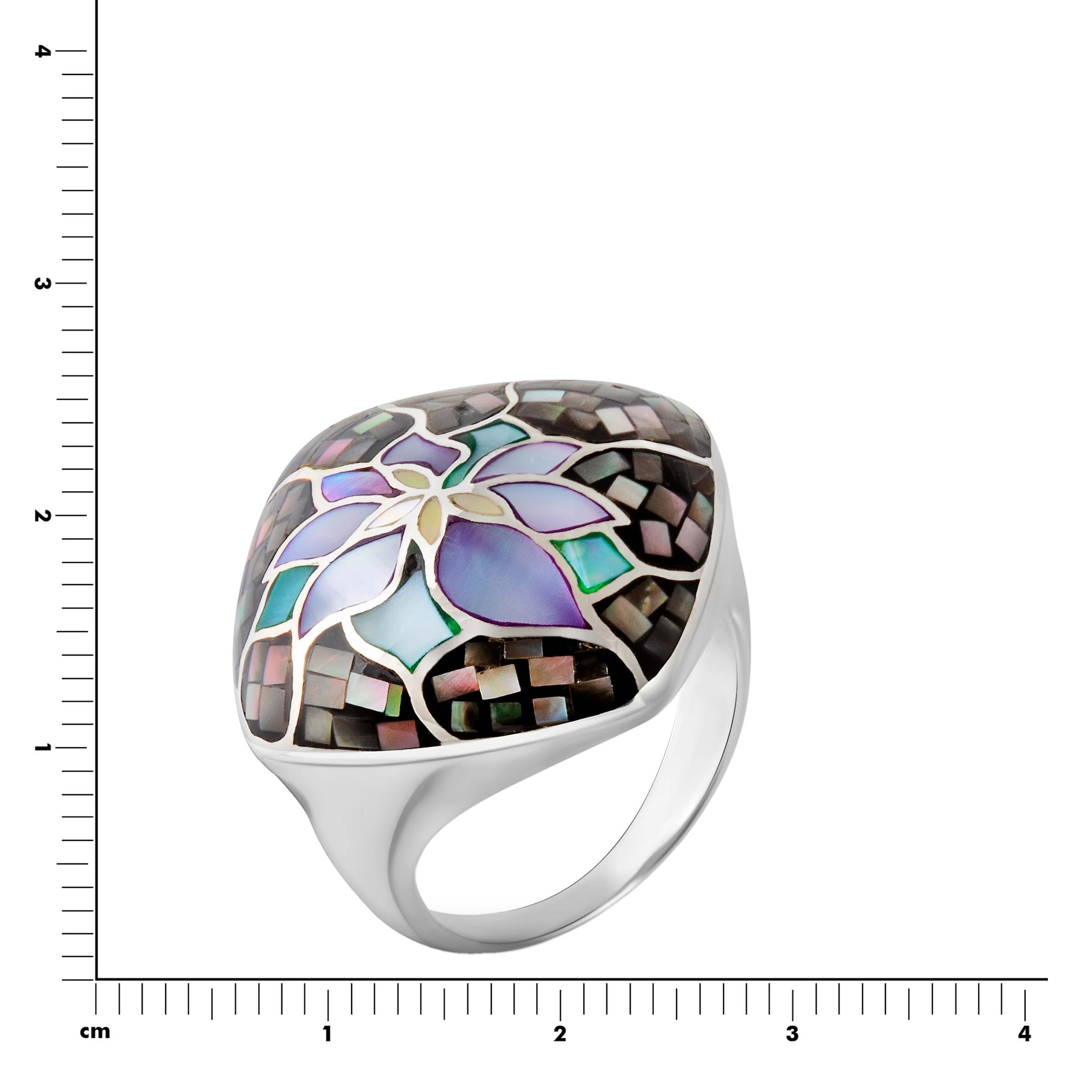 Vivance Fingerring »925 Silber rhodiniert Perlmutt Mosaik Blüte mehrfarbig«