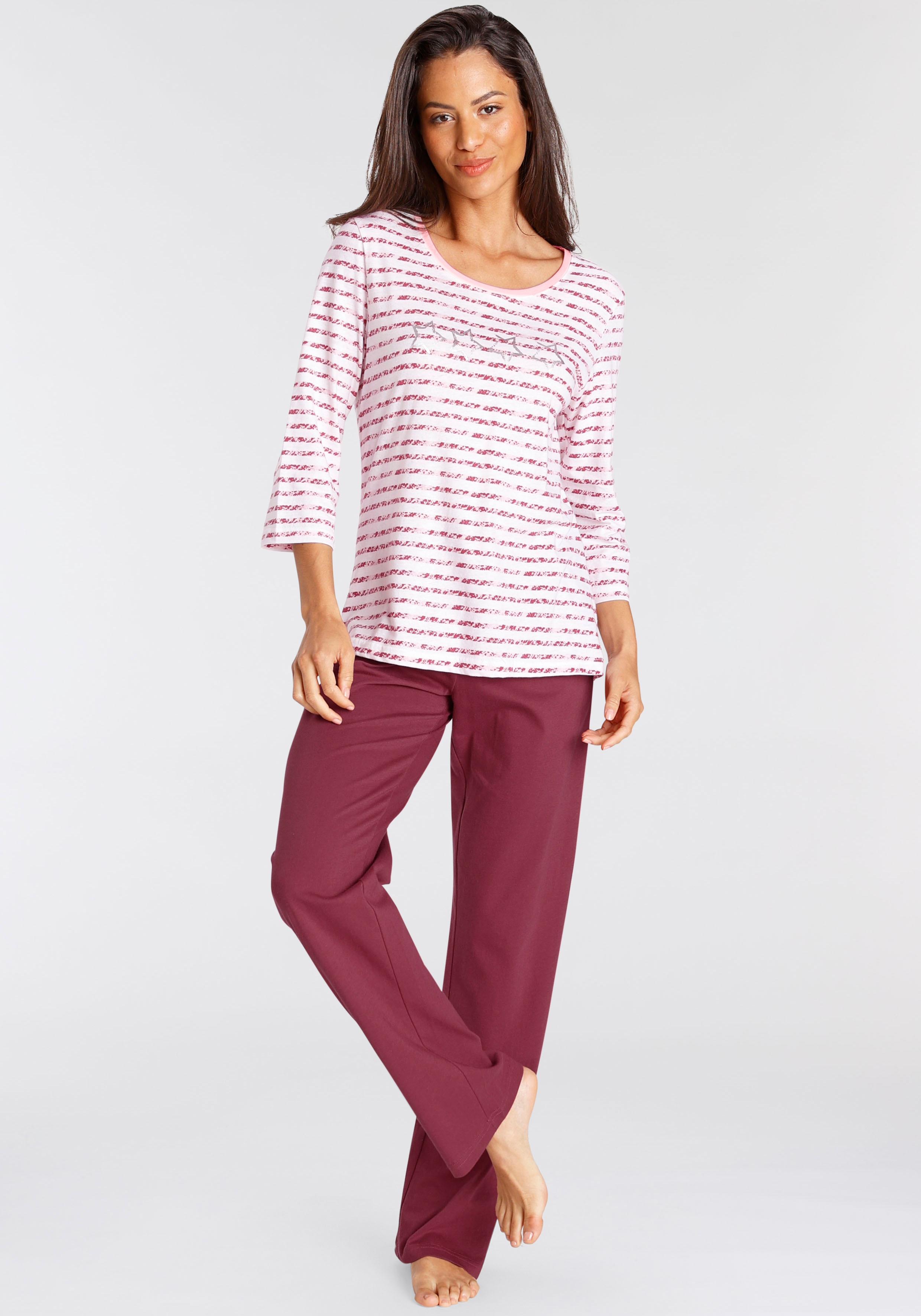 Vivance Dreams by Lascana Pyjama Set, 2 Stk. mit gestreiftem Oberteil