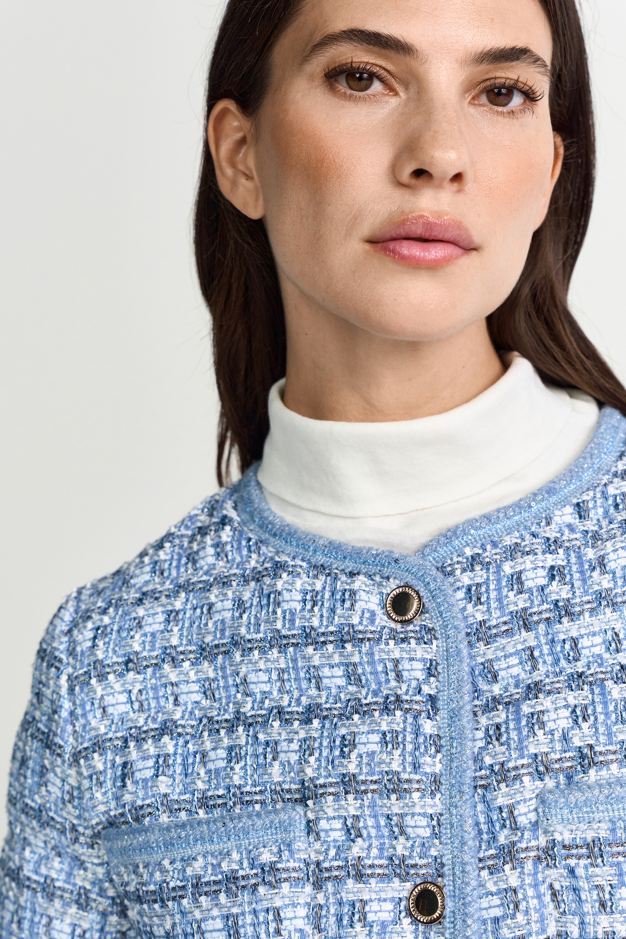 RICHROYAL Kurzjacke, Boucle Optic, leicht wattiert, kastiger Schnitt, Glitzerfäden