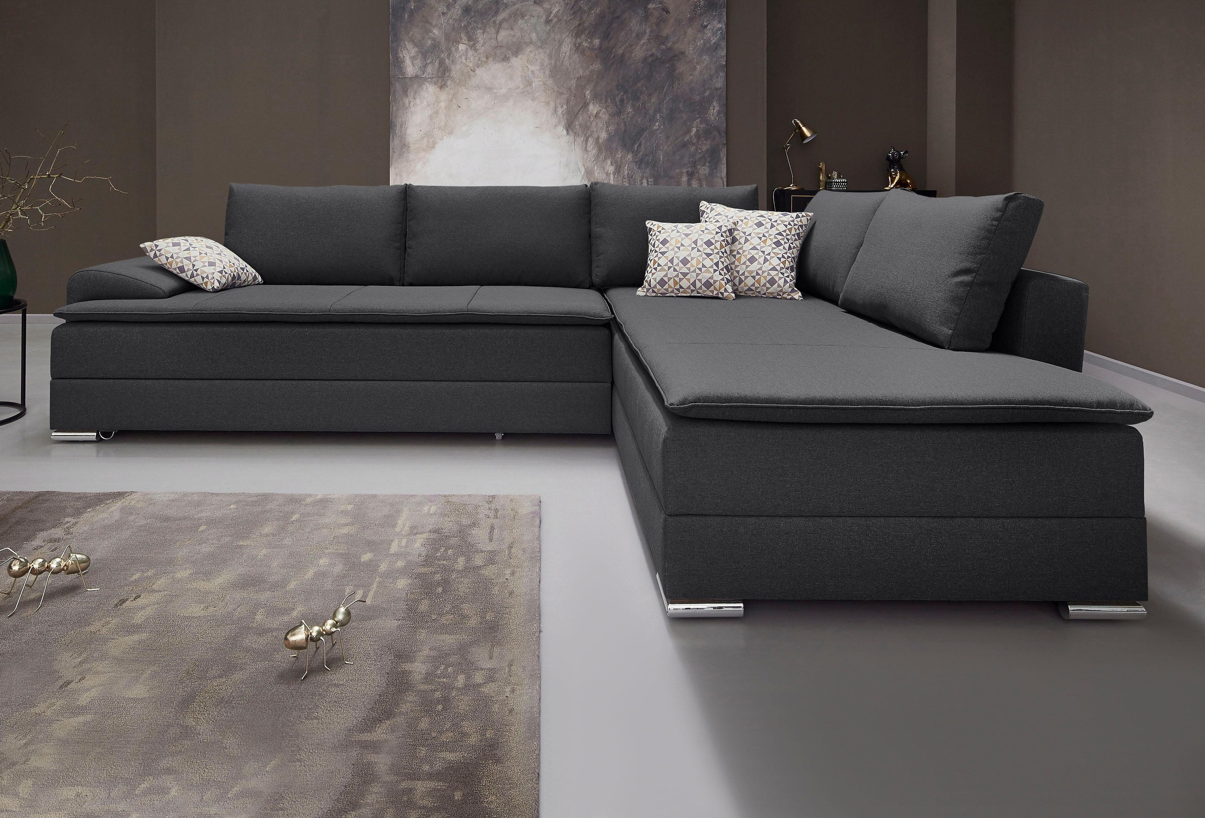 Home affaire Ecksofa "Night & Day L-Form, B: 324 cm, Dauer-Schlaffunktion und Armlehne" Schlaffunktion & Bettkasten, Boxspringbett 180x200 cm