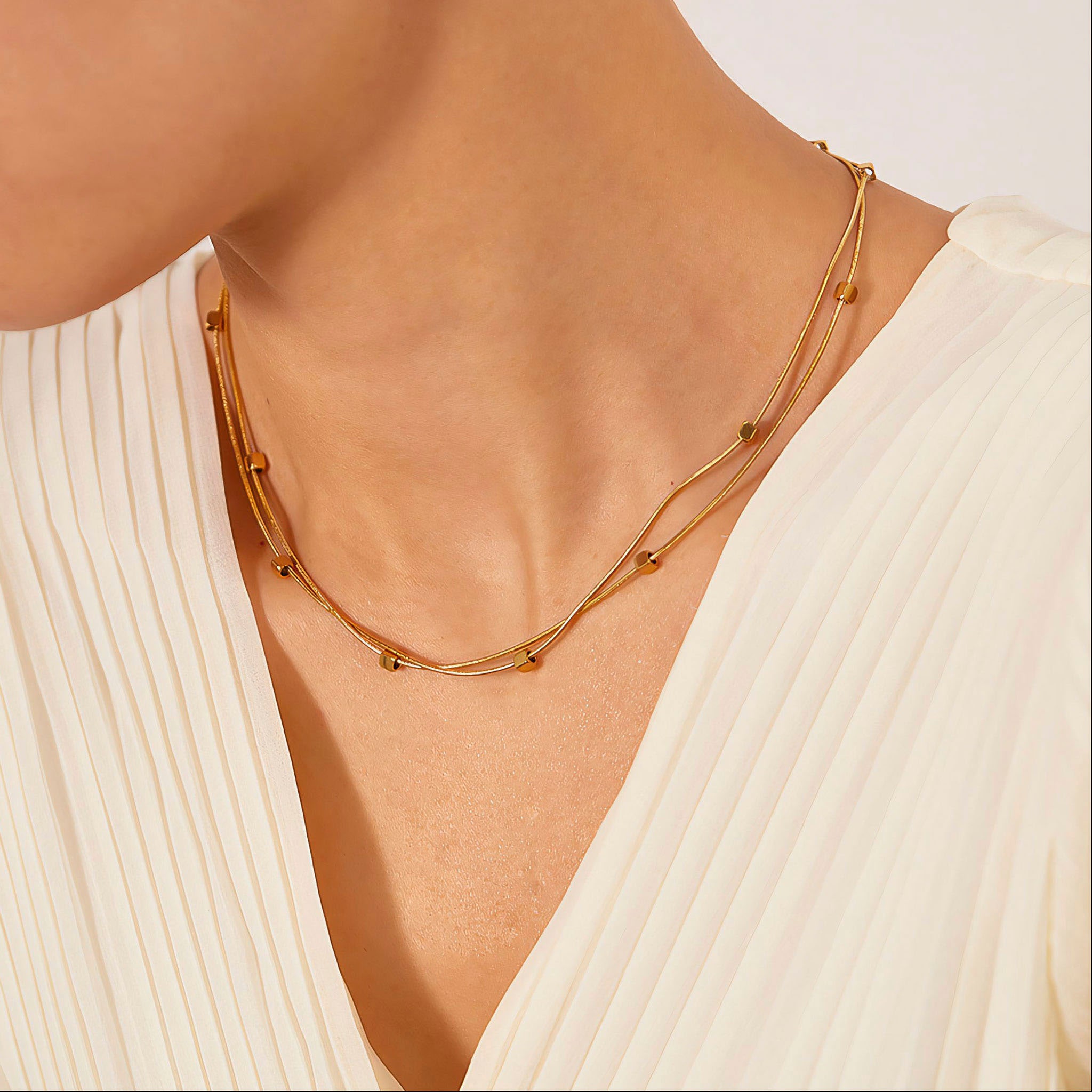 Firetti Kette ohne Anhänger »Schmuck Geschenk Edelstahl Layer doppelreihig mit würfelförmigen Cube«