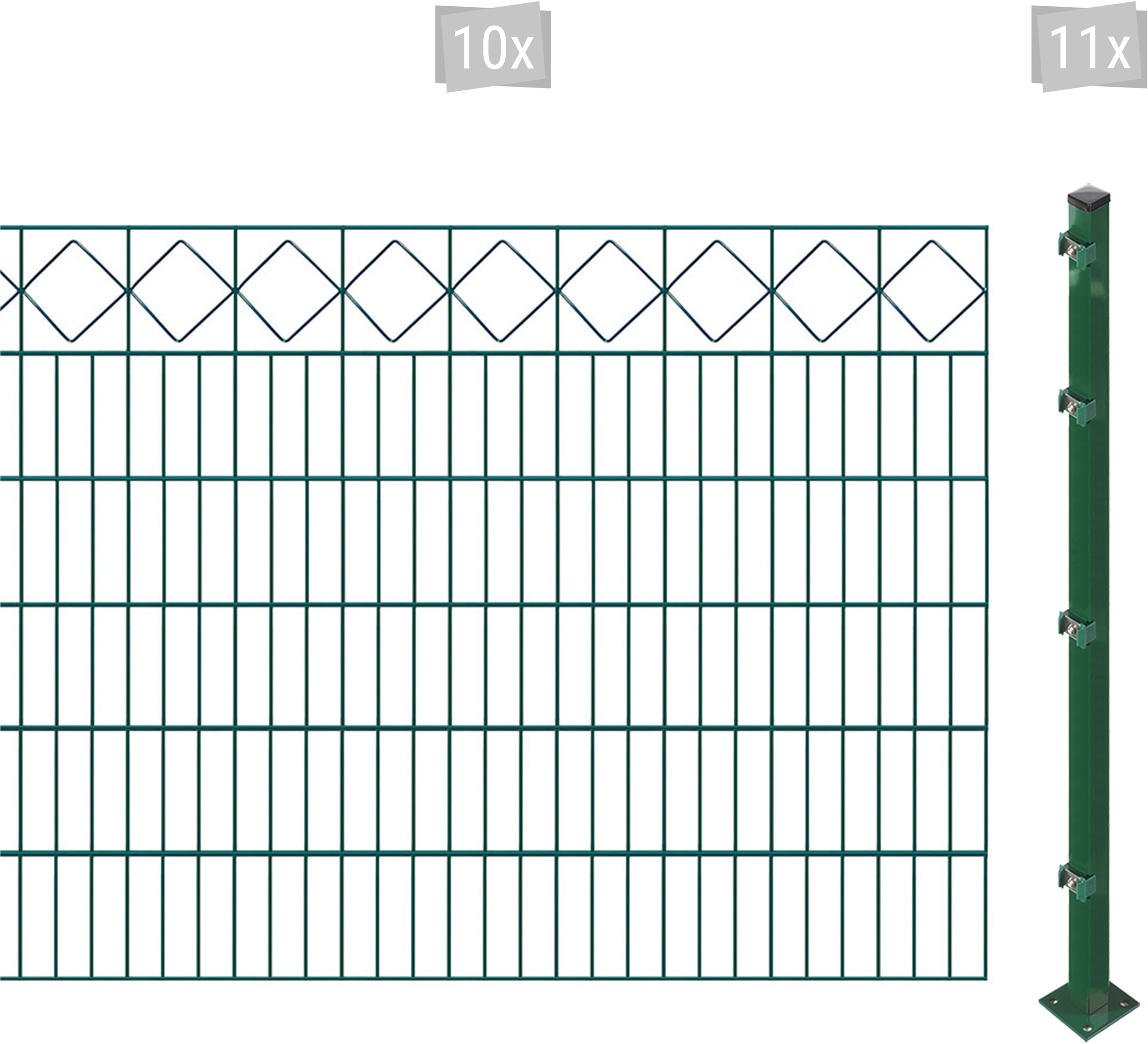 Arvotec Doppelstabmattenzaun "ESSENTIAL 120 zum Aufschrauben "Karo" mit Zierleiste", Zaunhöhe 120 cm, Zaunlänge 2 - 60 m