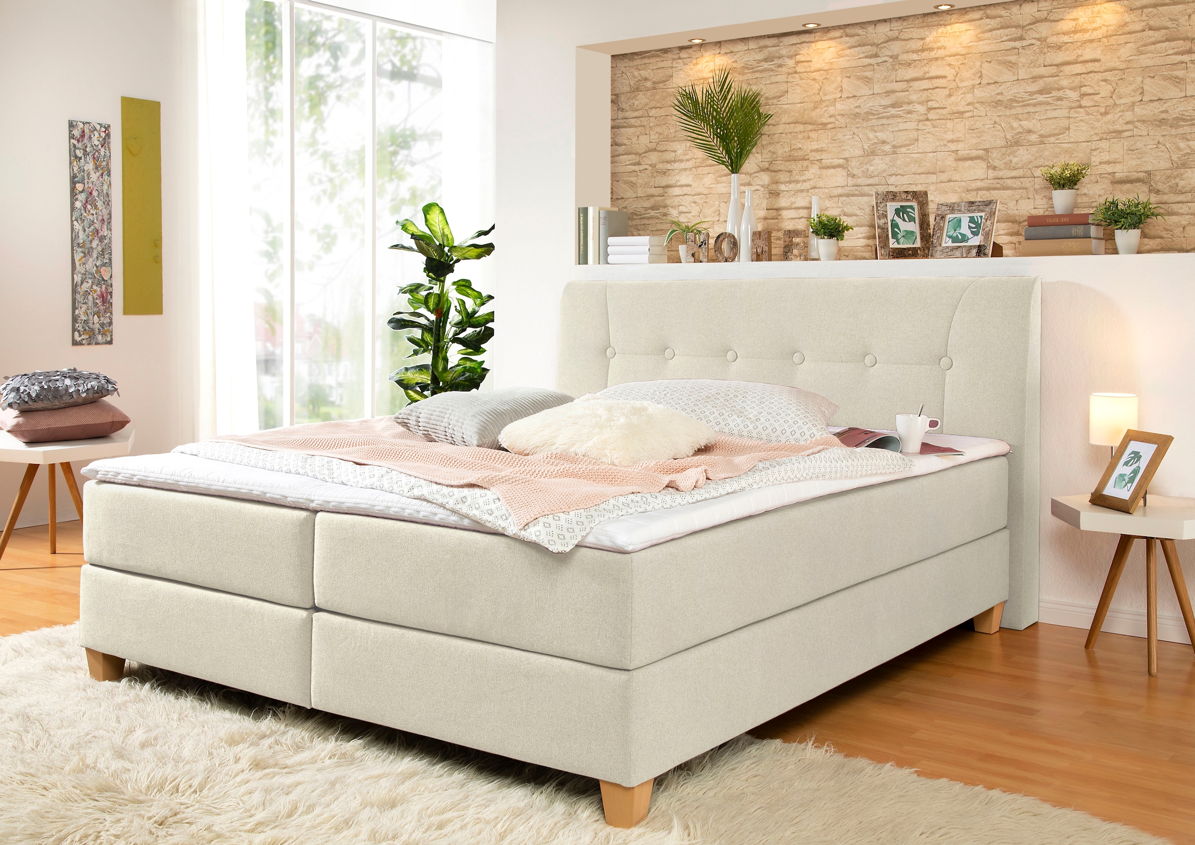 Home affaire Boxspringbett "Calloway" inkl. Topper, XXL-Ausführung, in 4 Farben, 5 Breiten, 3 Matratzenarten