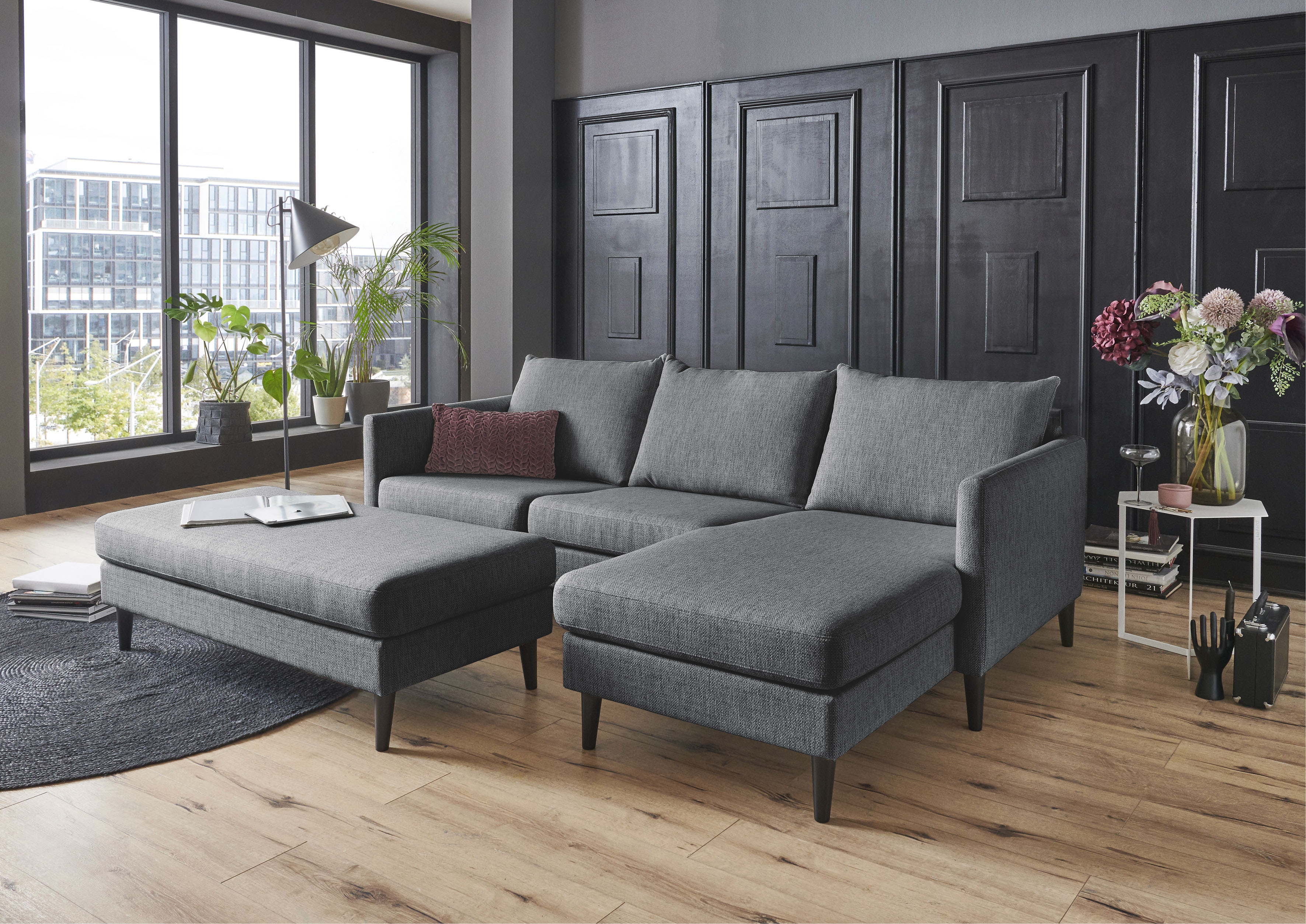 OTTO home Ecksofa "Rekvik L-Form" mit Wellenunterfederung, Ottomane beidseitig montierbar