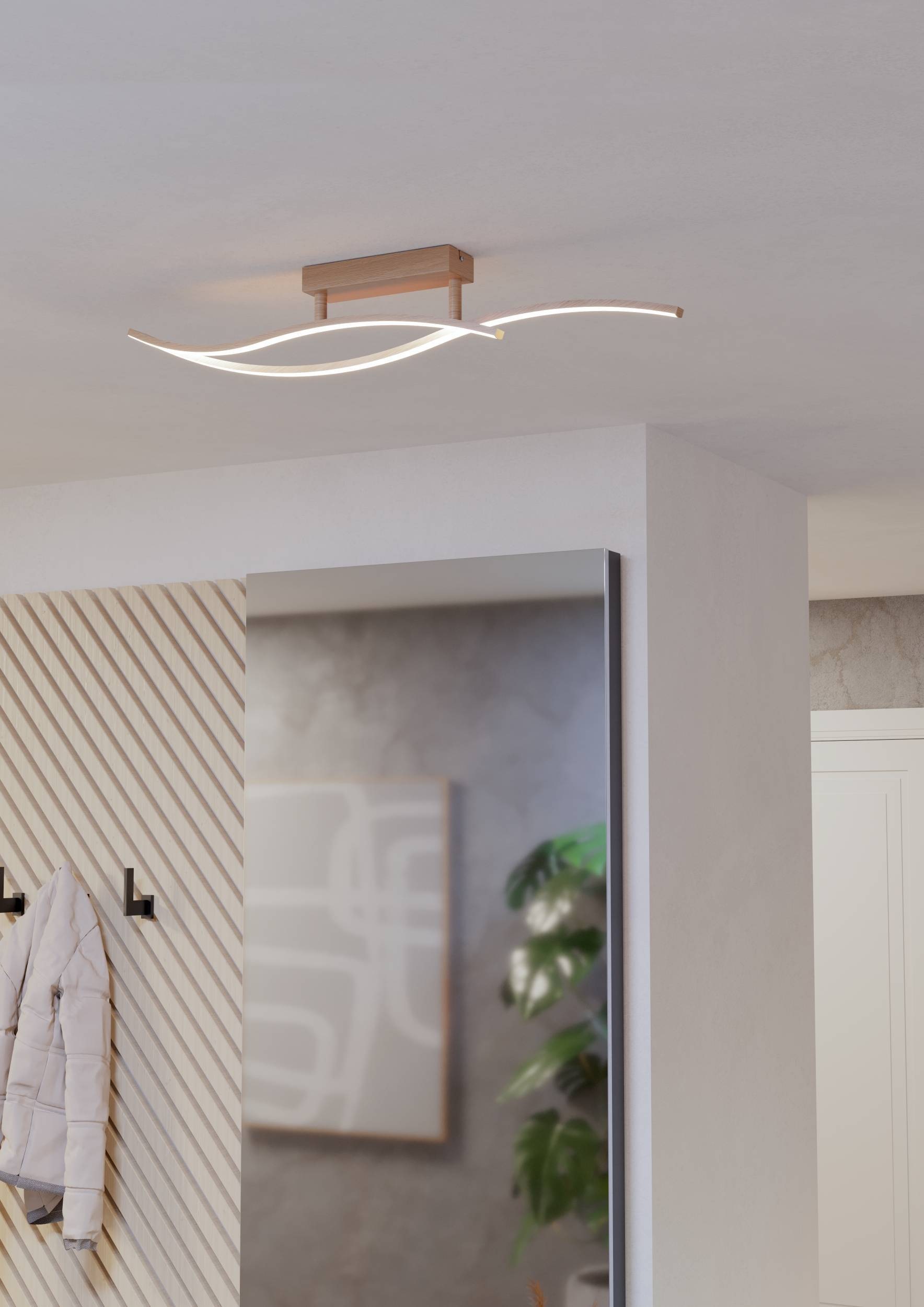 EGLO Deckenleuchte »Grisolia Deckenlampe, Wohnzimmerlampe, Metall und Kunststoff, Lampe« LED-Modul 1 Stk. Neutralweiß Wand-/Deckenleuchte - L85 x B6 x H15 cm - braun - 12W inkl.