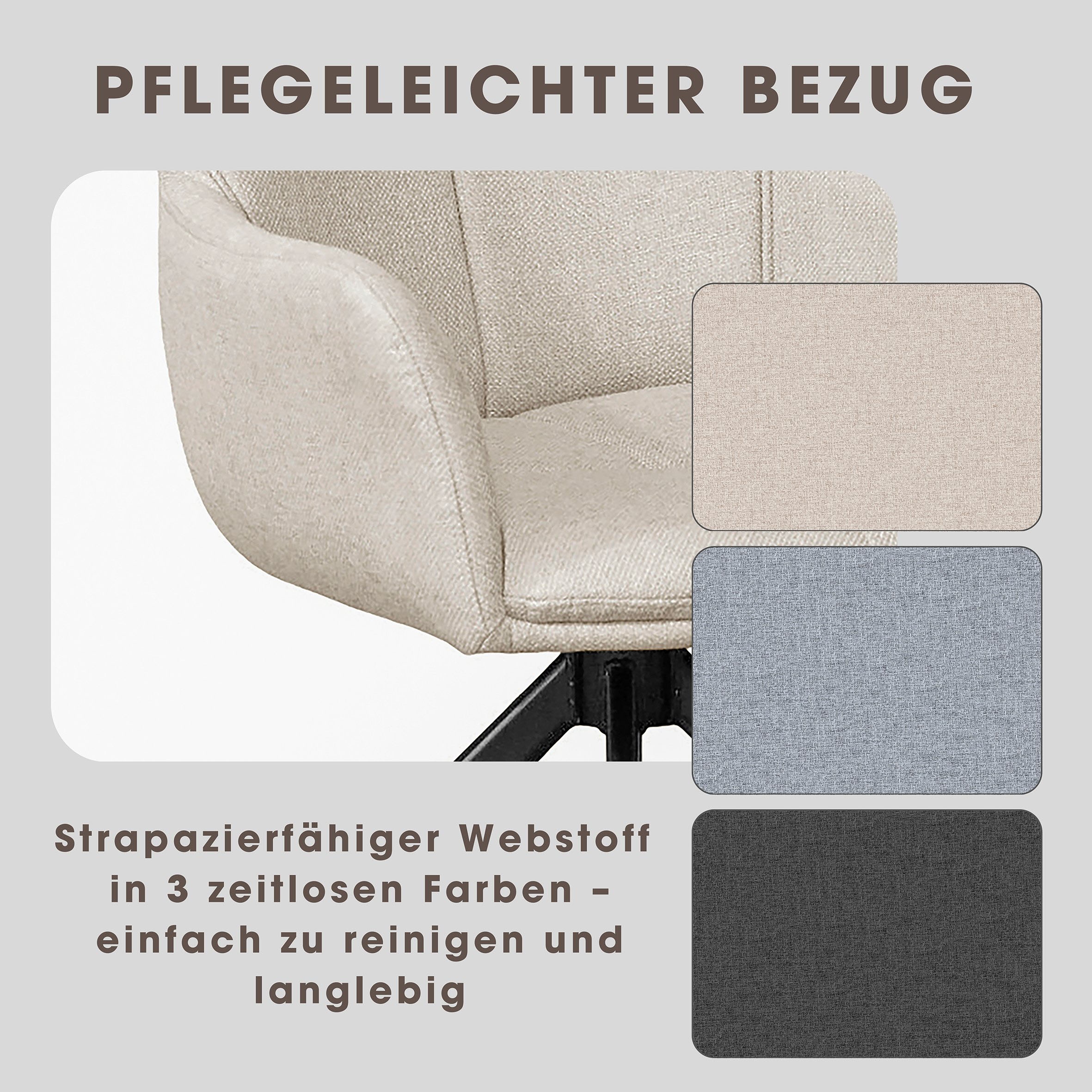 byLIVING Esszimmerstuhl »HAMILTON« (Set) 2 Stk.Webstoff, bis 110 kg, 360° drehbar, Schaumstoff, 4er Kreuzgestell