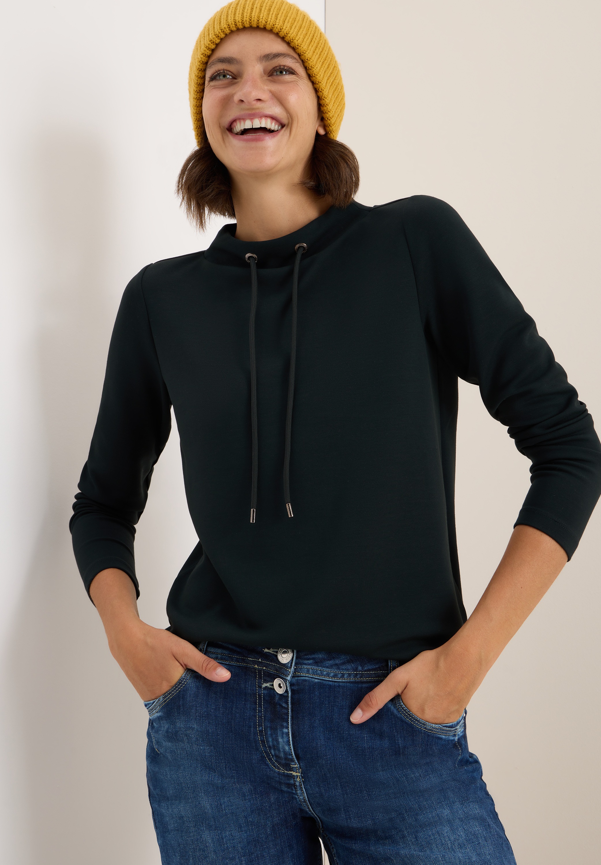 Cecil Langarmshirt mit Tunnelzugband am Kragen