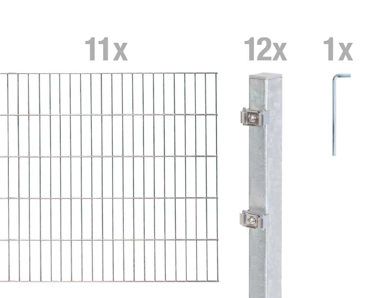 Alberts Doppelstabmattenzaun "Grundset" Höhe: 80-200 cm, Gesamtlänge: 4-30 m, zum Einbetonieren