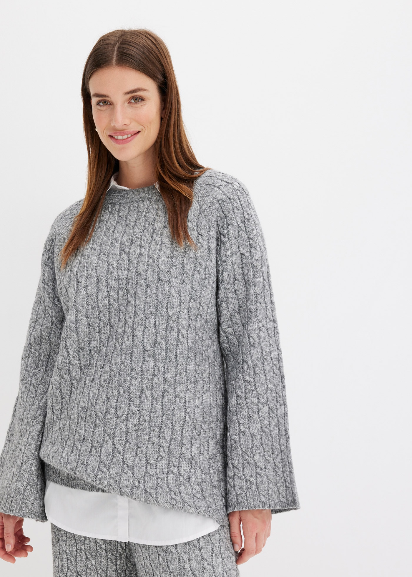 bonprix Strickpullover "Oversize-Pullover mit Zopfmuster" mit Zopfmuster günstig online kaufen