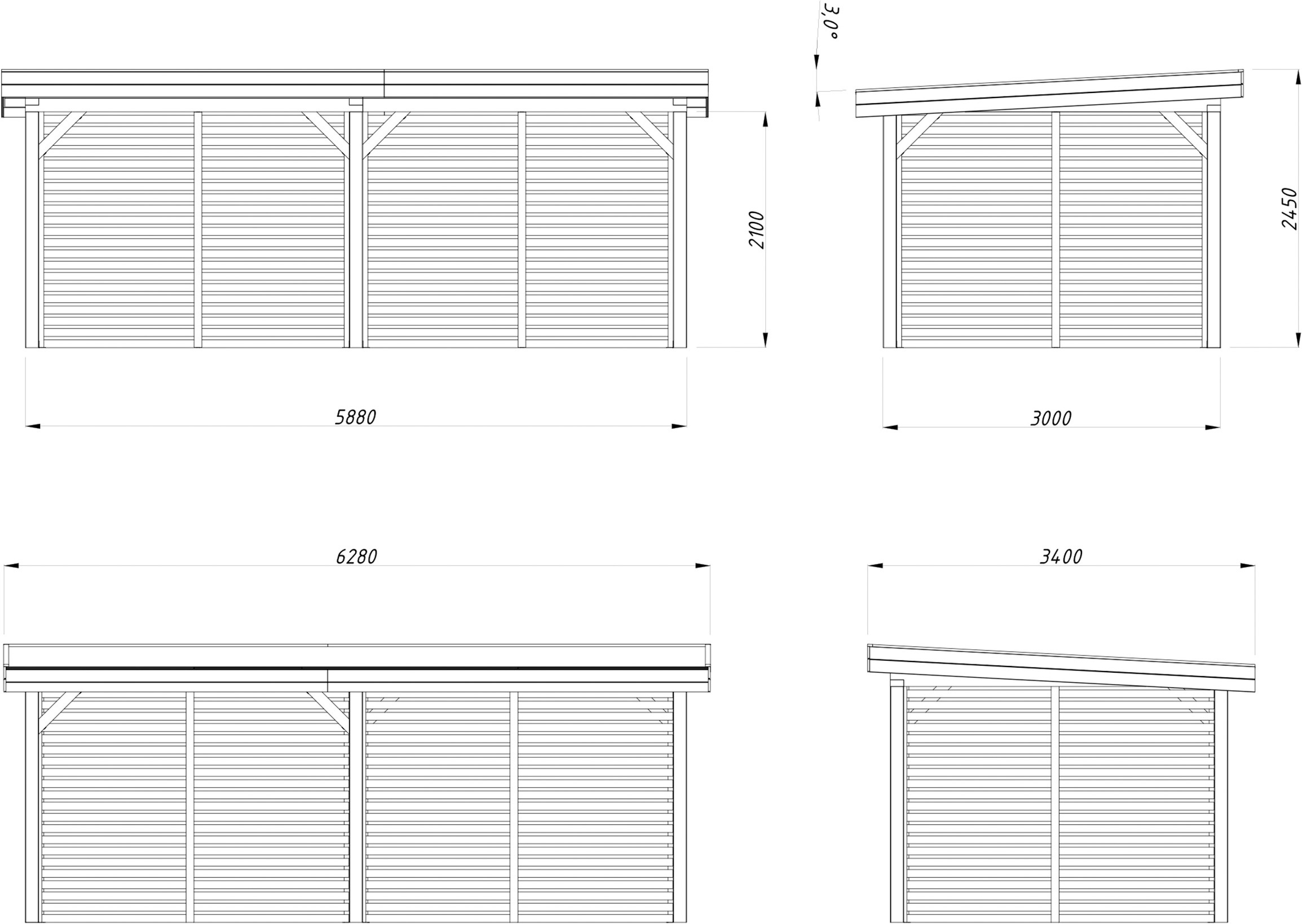 Palmako Holzpavillon »Lenna 16,6 m² Set 309« BxTxH: 628x340x245 cm