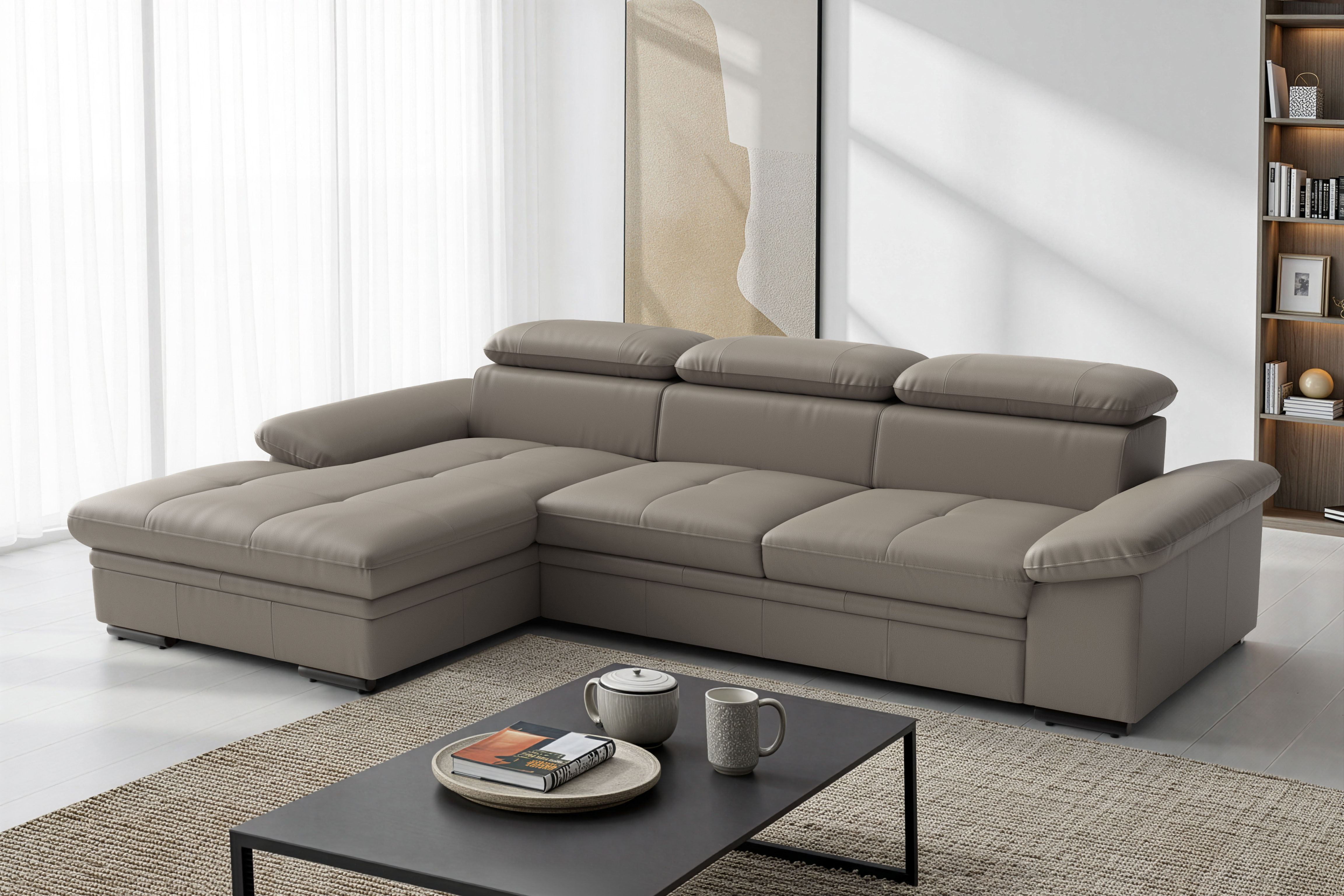 sit&more Ecksofa "Viola, Leder, L-Form, B: 260 cm, mit Armteil- und Kopfteilvertsellung" optional mit Schlaffunktion