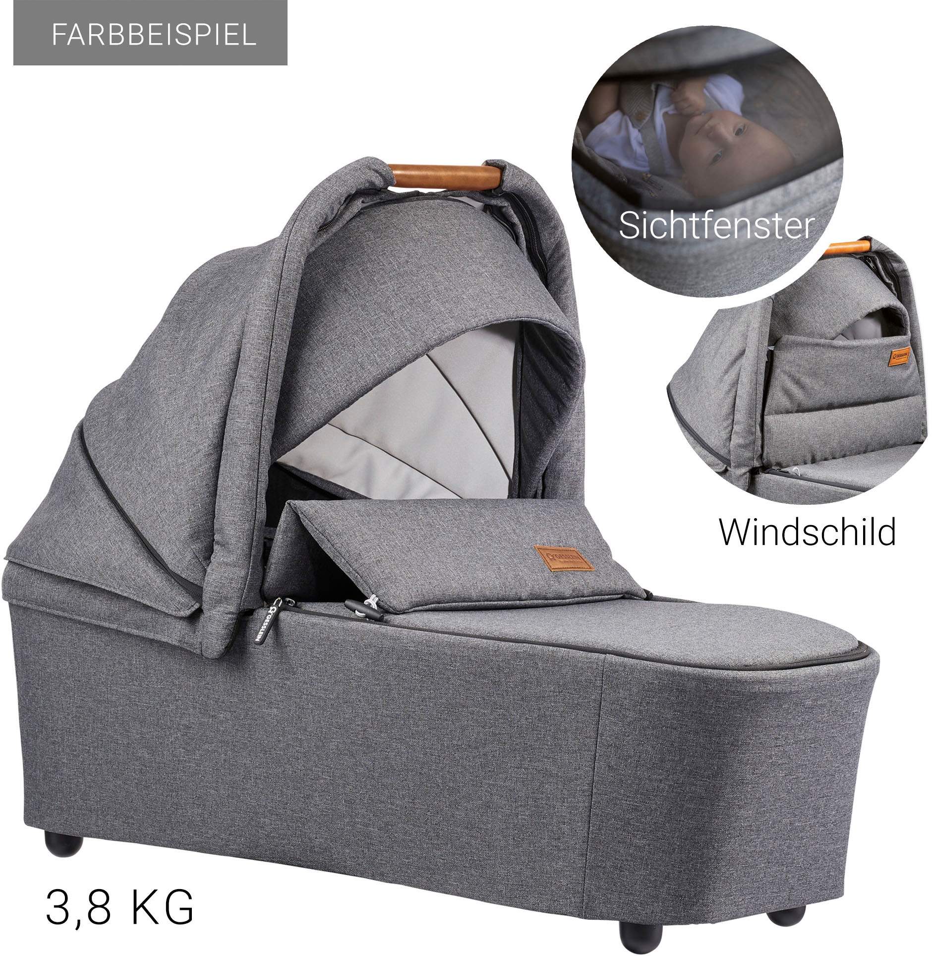Gesslein Kombi-Kinderwagen »FX4 Soft+ mit Aufsatz Classic schwarz/tabak, petrol«, mit Babywanne Cx3 und Babyschalenadapter