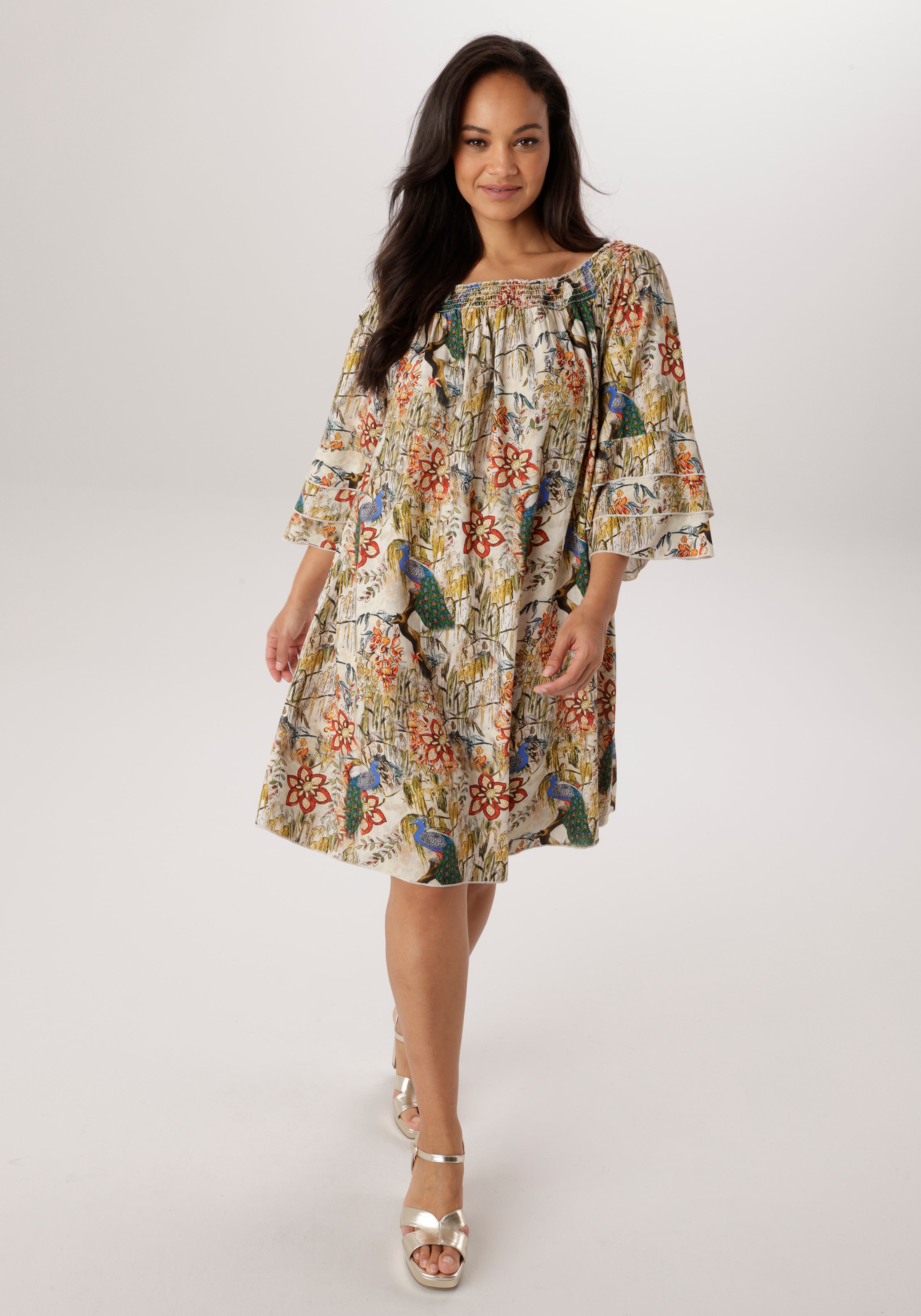 Aniston PLUS Blusenkleid mit Gummizug am Ausschnitt- NEUE KOLLEKTION günstig online kaufen