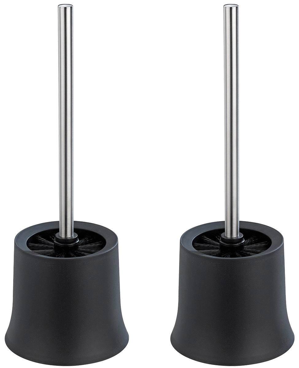 WENKO WC-Garnitur "Basic Schwarz" Set 1 aus Edelstahl  Kunststoff  Polyprop günstig online kaufen