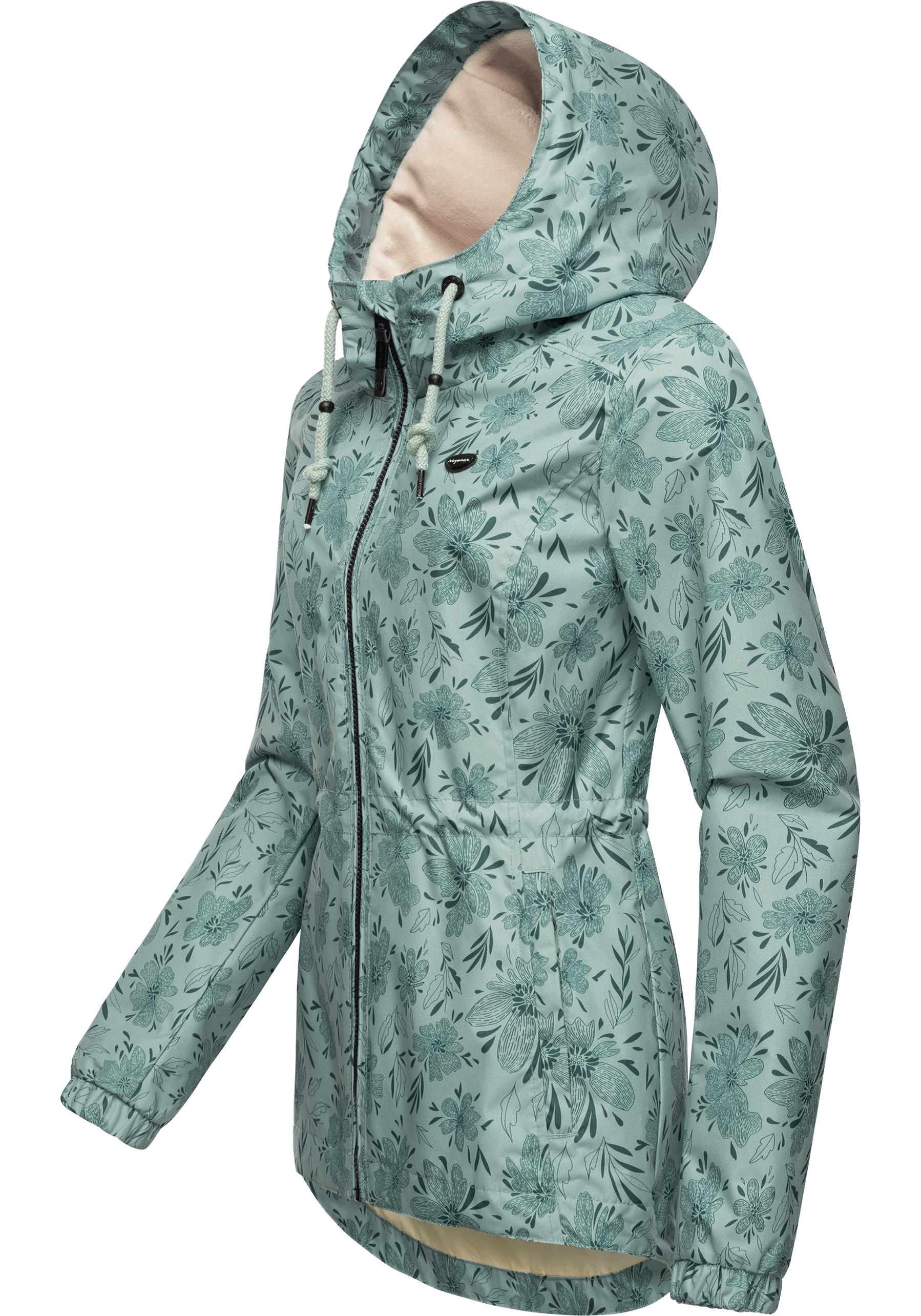 Ragwear Outdoorjacke »Dankka Spring«, mit Kapuze, Wasserdichte Damen Jacke mit floralem Allover-Print