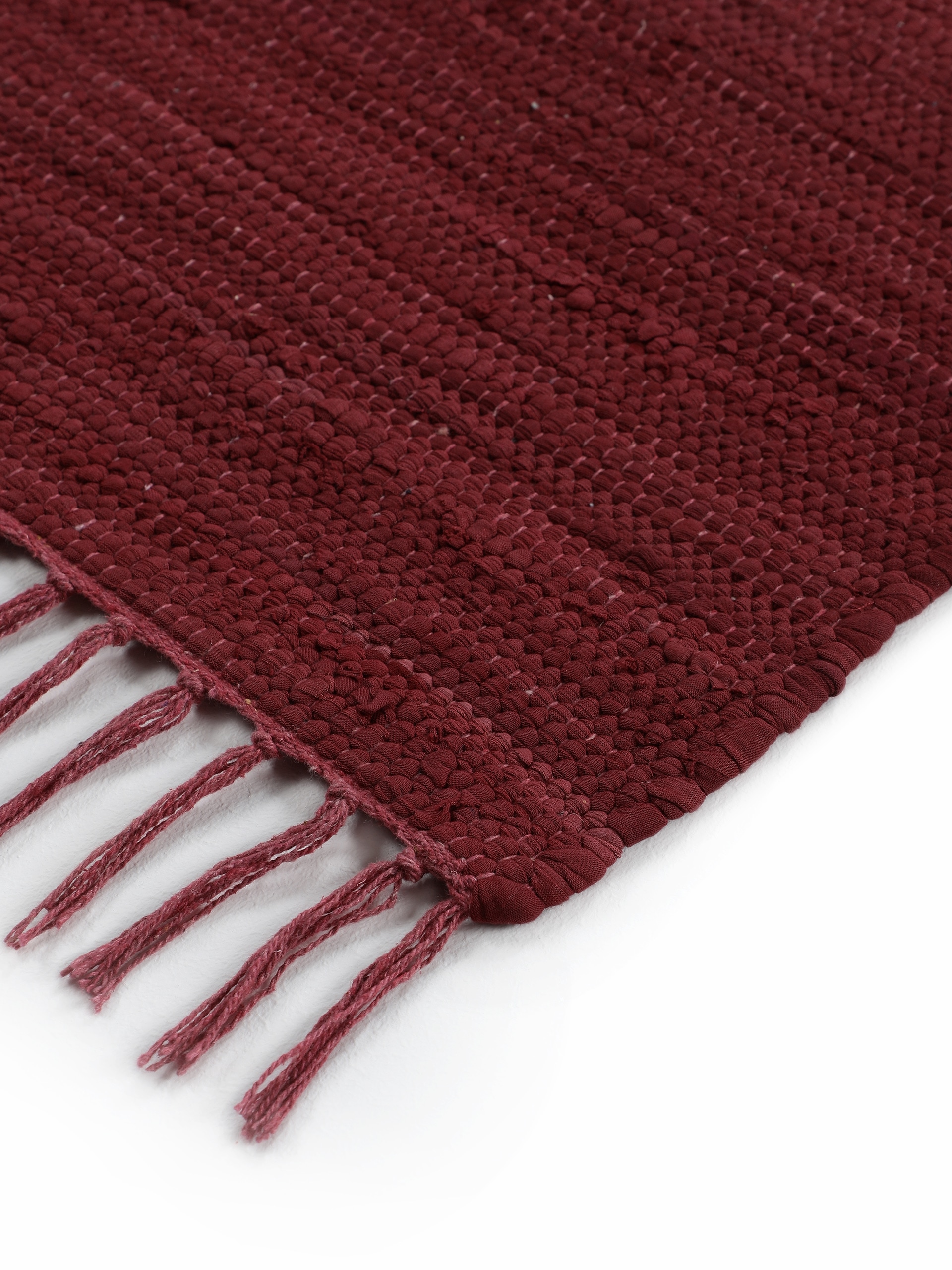 carpetfine Teppich »Kelim Chindi uni«, rechteckig, 5 mm Höhe, Wendeteppich, reine Baumwolle, handgewebt, Uni-Farben, mit Fransen