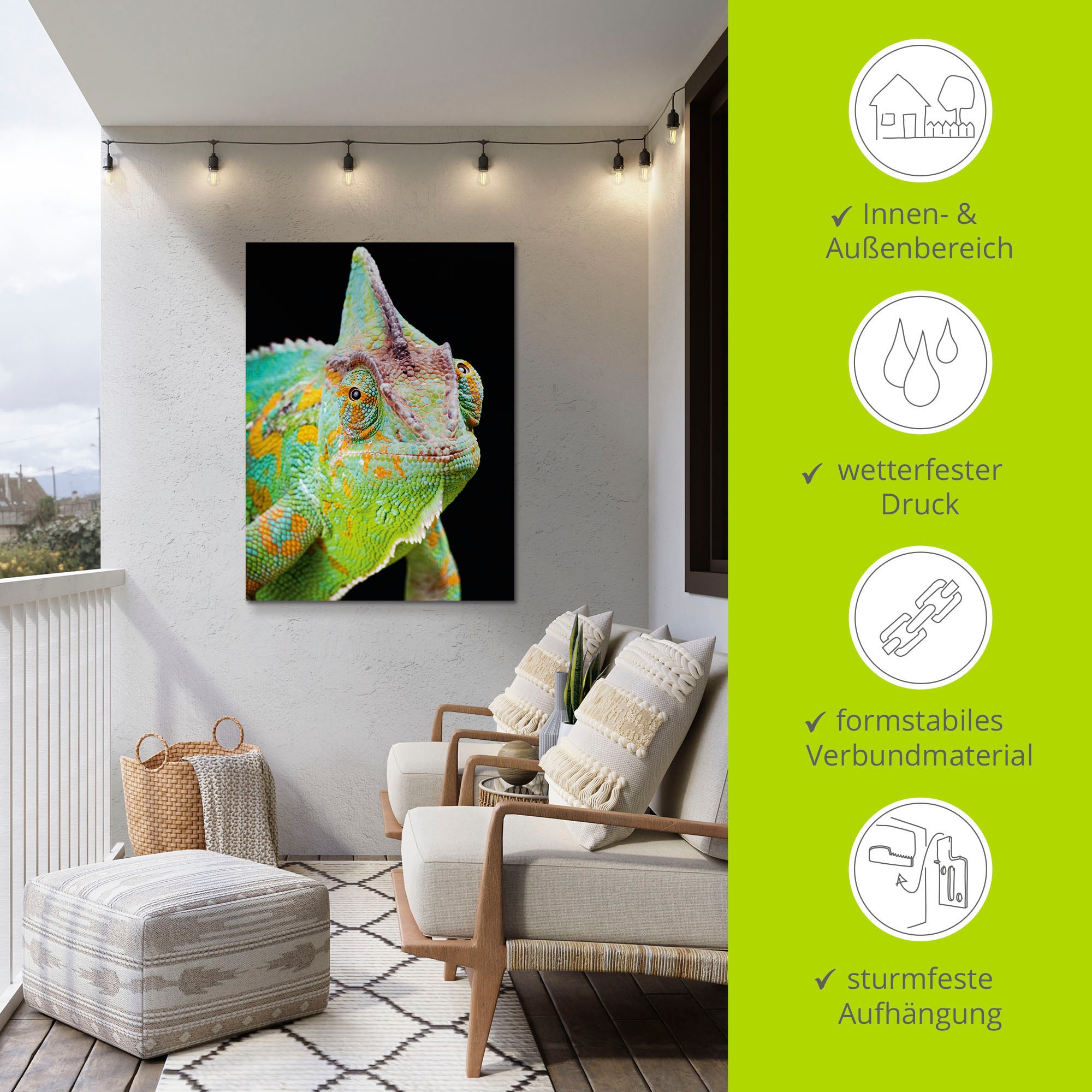 Artland Wandbild »Yemen Chamäleon«, Reptilien, (1 St.), als Alubild, Outdoorbild, Poster, Wandaufkleber in verschied. Größen