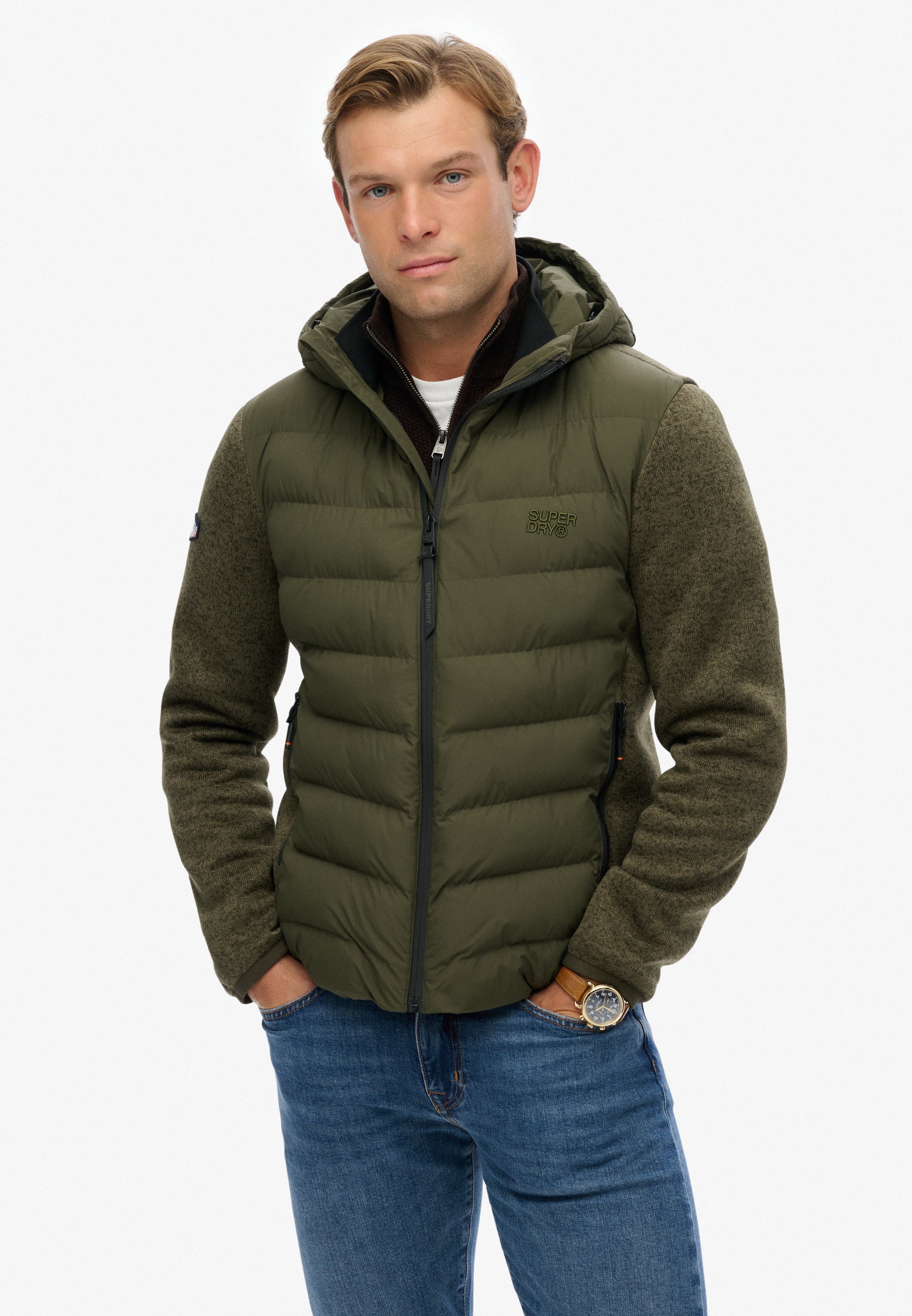 Superdry Steppjacke "HOODED STORM KNIT HYBRID JKT", mit Kapuze günstig online kaufen
