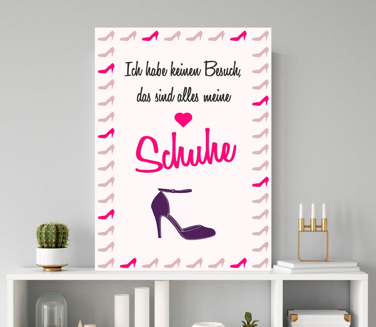 queence Metallbild »Schuhe«, Schriftzüge-Schriftzug-Sprüche-Sprüche & Texte-Herzen-Schuh-Schuhe, (1 St.), Stahlschild, Blechschild, Sprüche, Texte, witzig, Schuhe