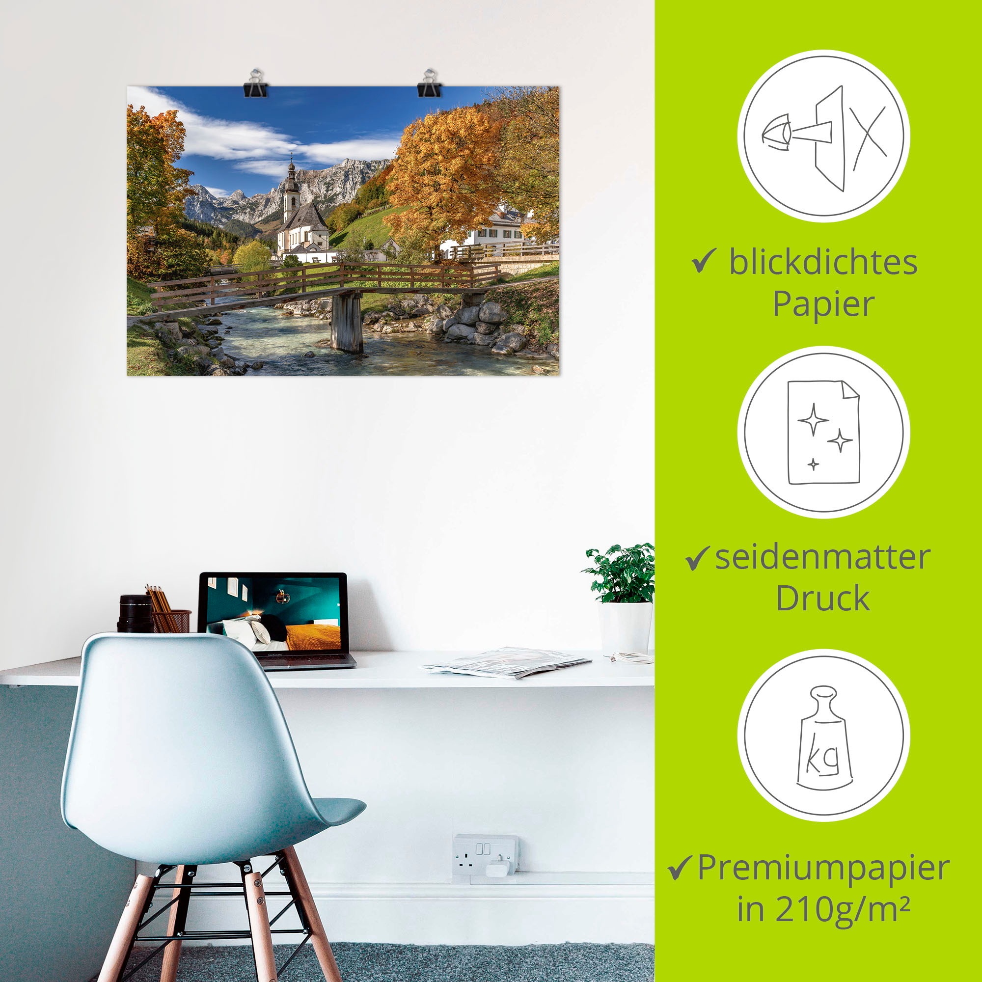 Artland Wandbild »Herbst im Berchtesgadener Land«, Berge & Alpenbilder, (1 St.), als Alubild, Leinwandbild, Wandaufkleber oder Poster in versch. Größen