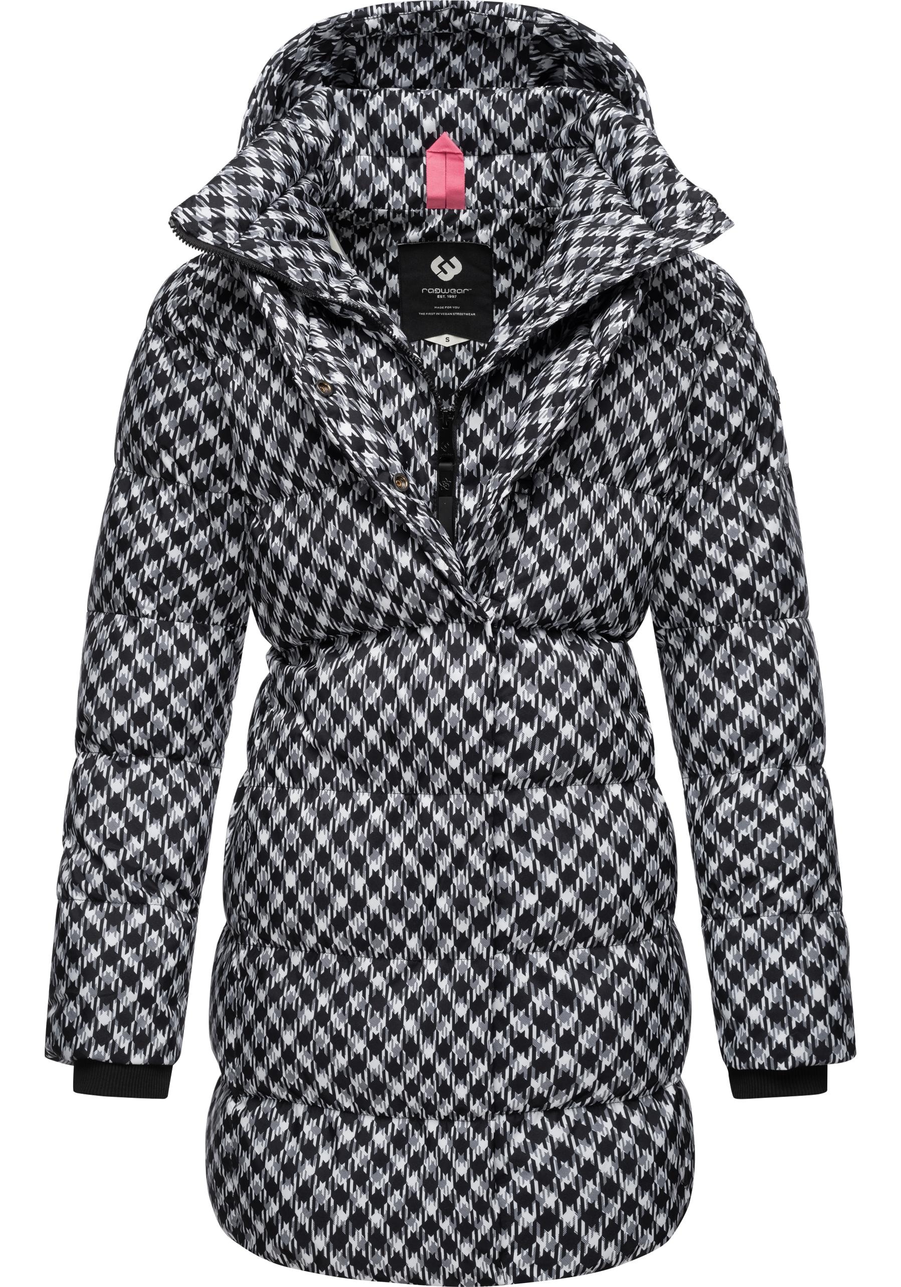 Ragwear Steppmantel »Niara Print«, wasserdichter Mantel mit angesagtem Hahnentritt Muster