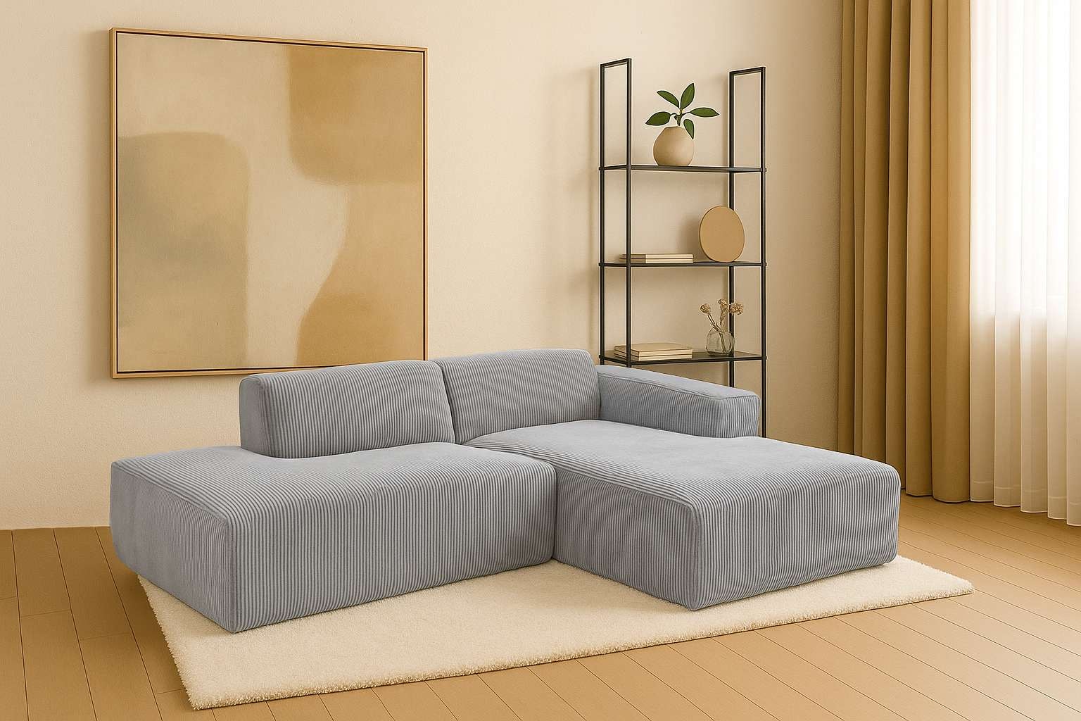 Home affaire Ecksofa "Noord mit Kedernaht, Breite 227 cm, L-Form" Cord, Str günstig online kaufen