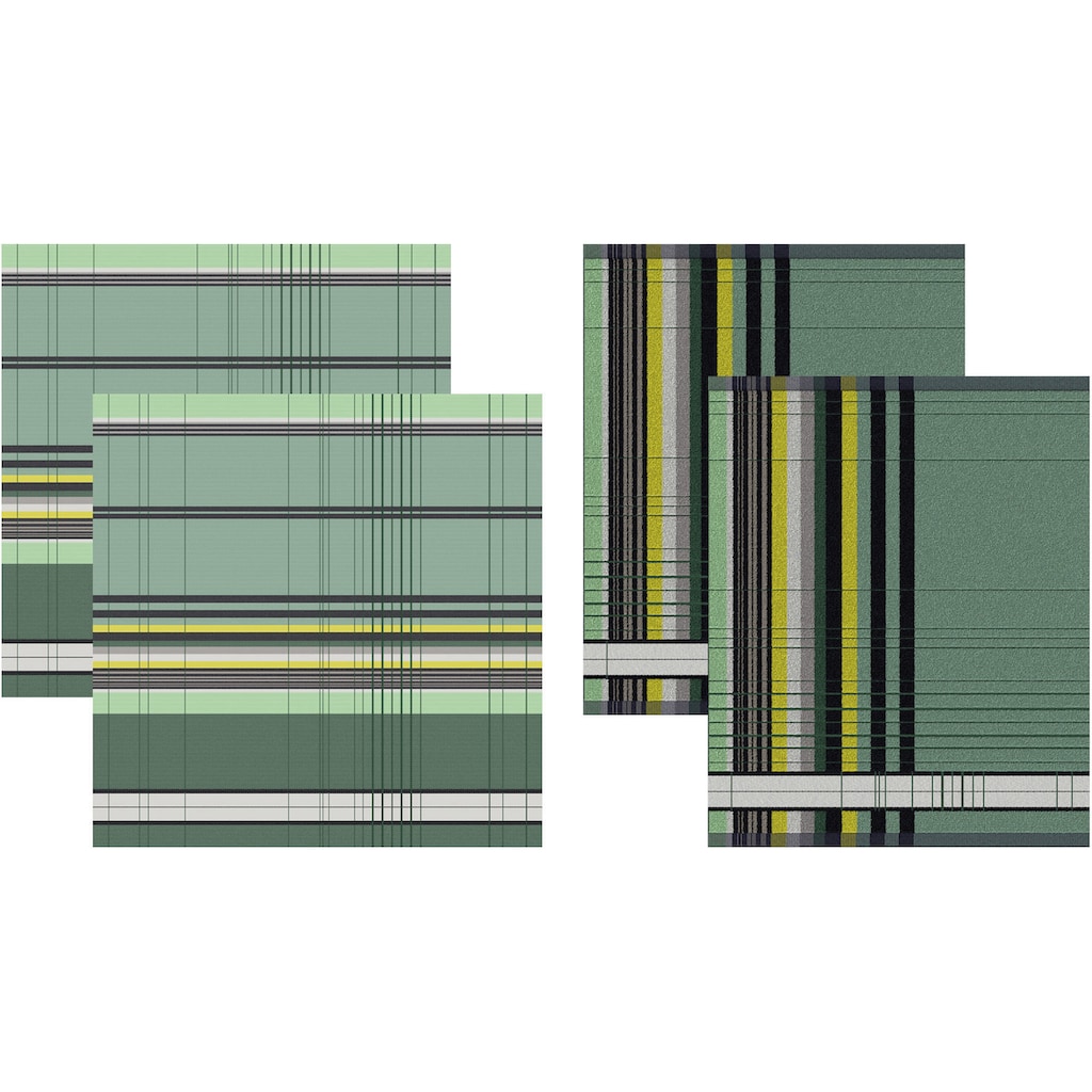 DDDDD Geschirrtuch »Helsinki«, (Set, 4 tlg., Combi-Set: bestehend aus 2x Küchentuch + 2x Geschirrtuch)
