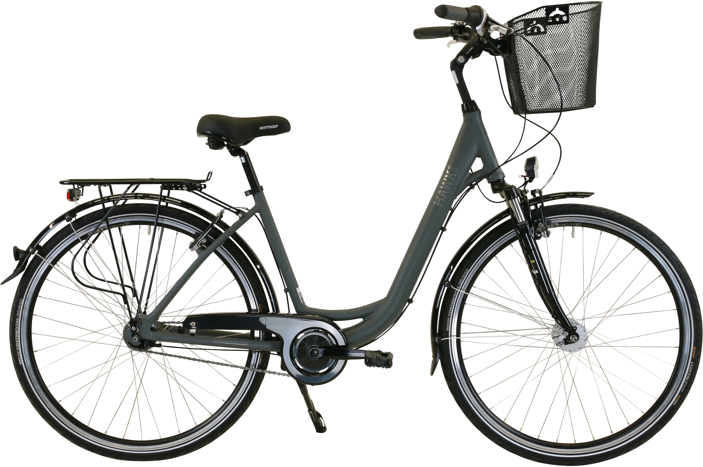 HAWK Bikes Cityrad »HAWK City Wave Deluxe Plus Grey«, 7 Gang, Shimano, Nexus Schaltwerk, für Damen und Herren