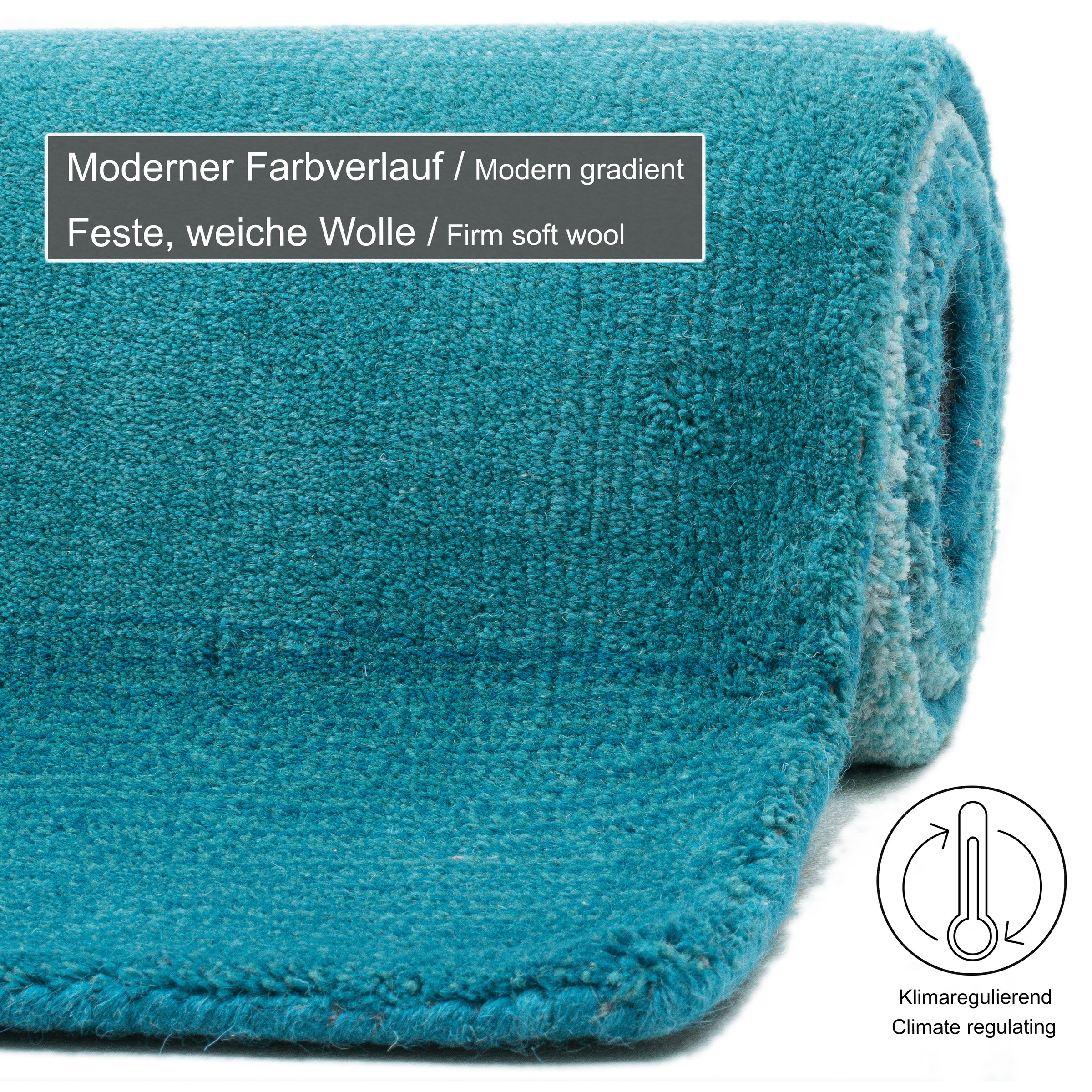 THEKO Wool Comfort Rug Blue 70x140 cm 3