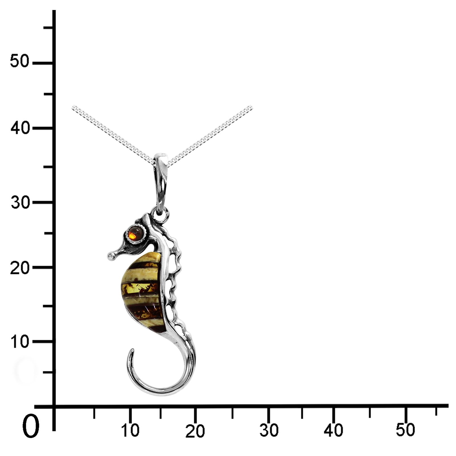 OSTSEE-SCHMUCK Kette mit Anhänger »- Seepferdchen - Silber 925/000 - Bernstein«