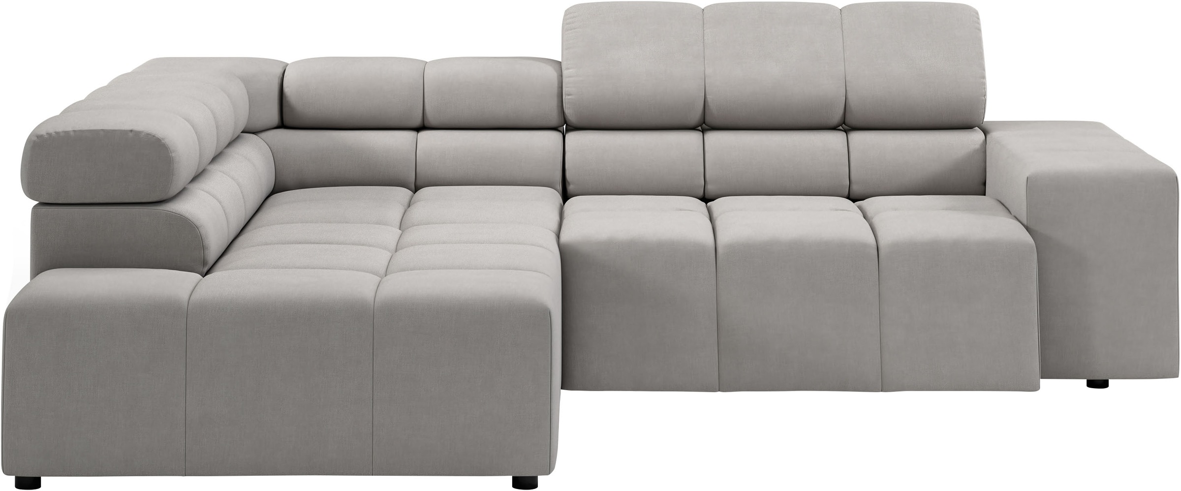 INOSIGN Ecksofa »Ancona, incl. Kopfteilverstellung + 3 Zierkissen, L-Form, bequem«, wahlweise motorische Sitztiefenverstellung, B/T(H: 249/215/70 cm