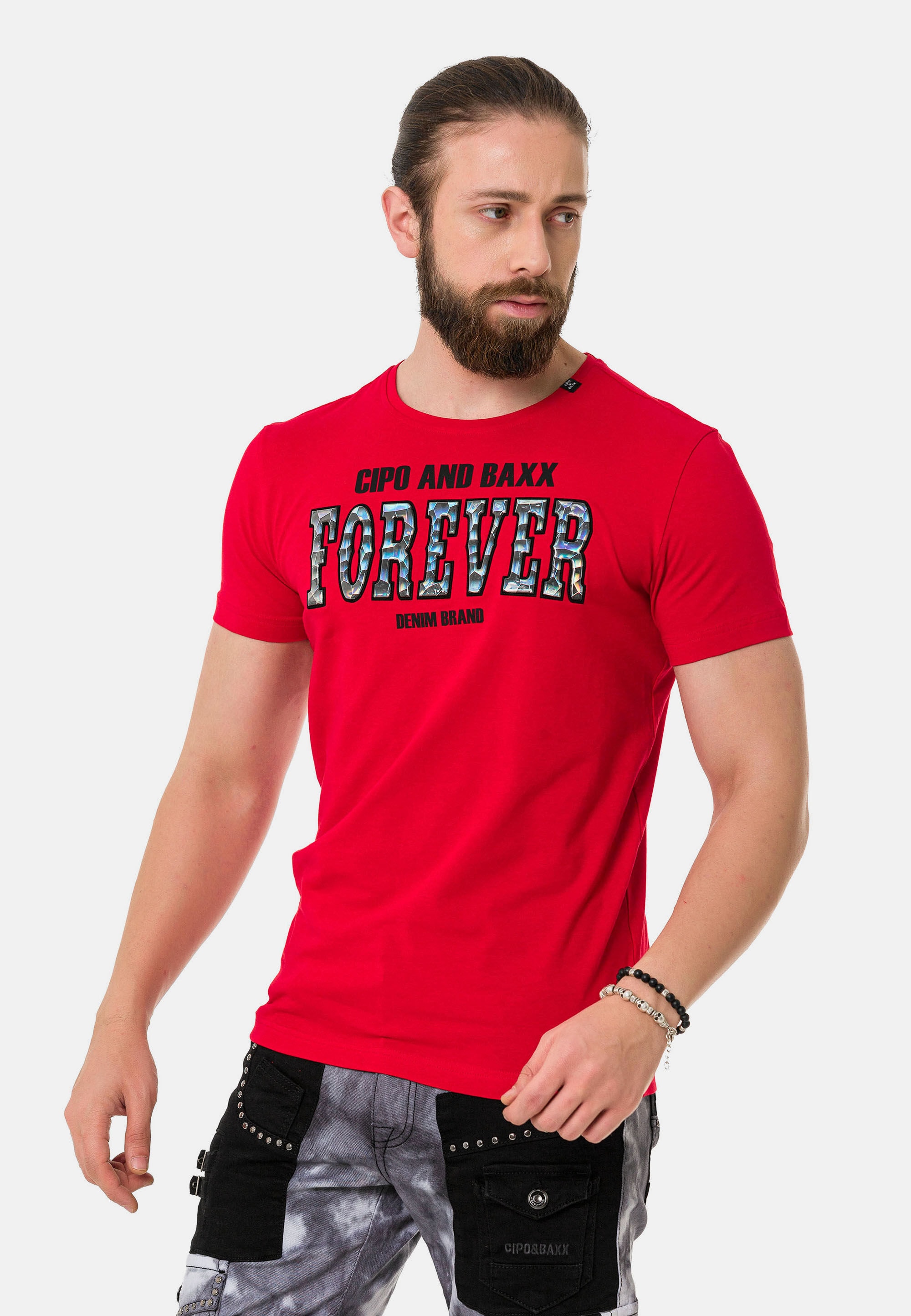Cipo & Baxx T-Shirt »T-Shirt«, mit Rundhals-Ausschnitt