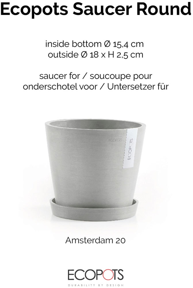 ECOPOTS Blumentopfuntersetzer »ROUND SAUCER White Grey« BxTxH: 18x18x2,5 cm
