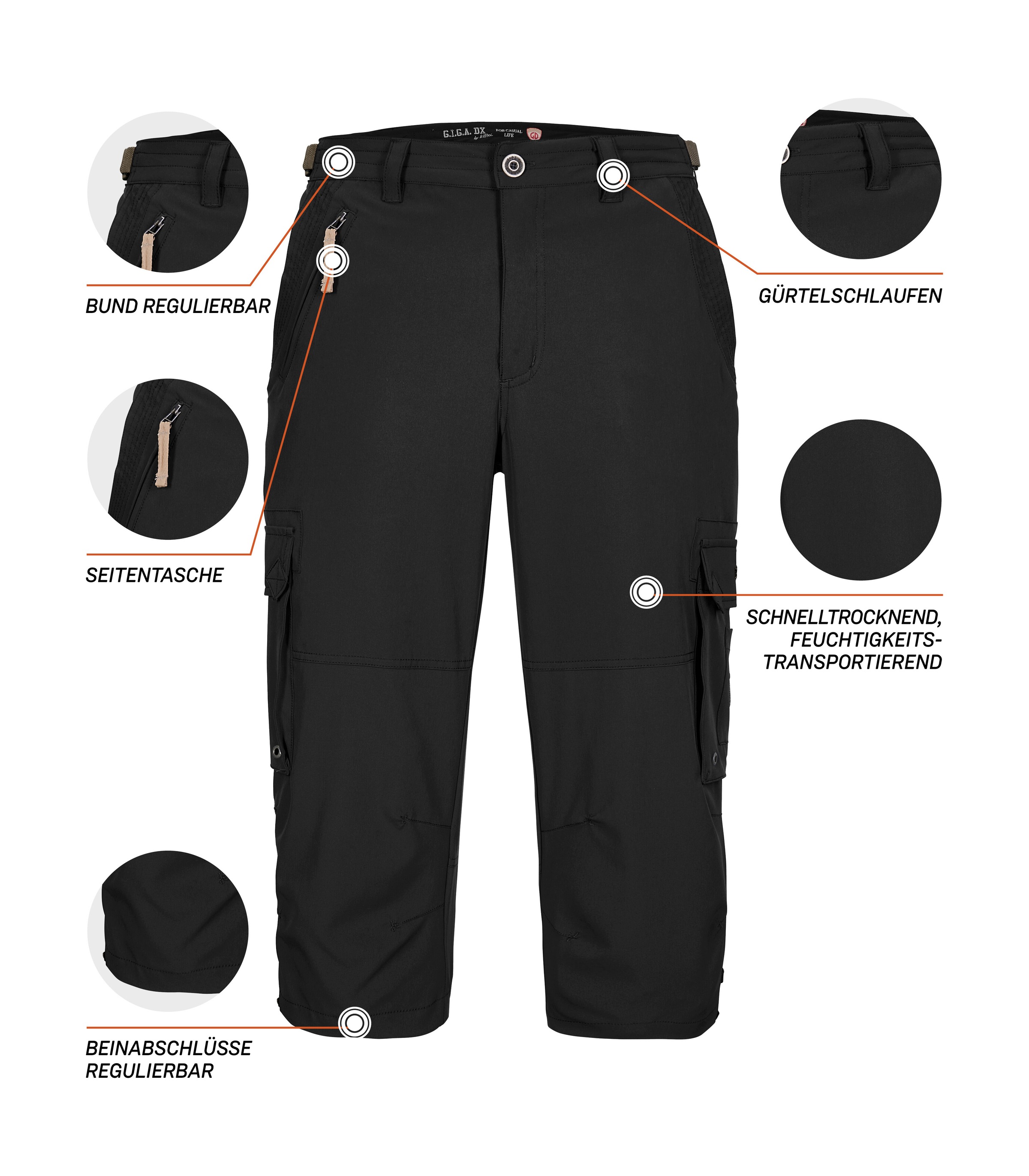 G.I.G.A. DX by killtec 3/4-Hose »GS 35 MN PNTS«, Leichte, schnelltrocknende 3/4 Hose mit verstellbarem Bund und Taschen
