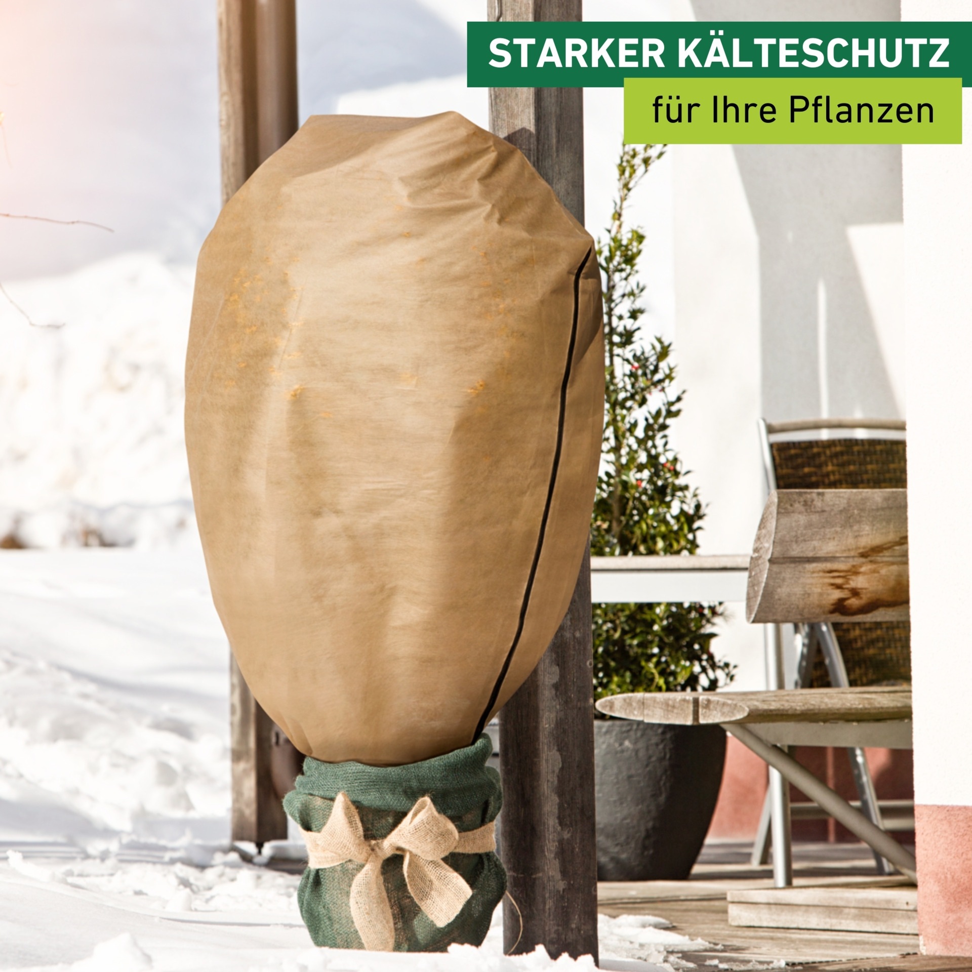 Windhager Winterschutzvlies »Protect XXL, Gartenvlies zum Abdecken von Pflanzen, beige« 1 Stk. tlg. Frostschutzvlies mit Kordelstopper und Reißverschluss, 1,4 x 2 m