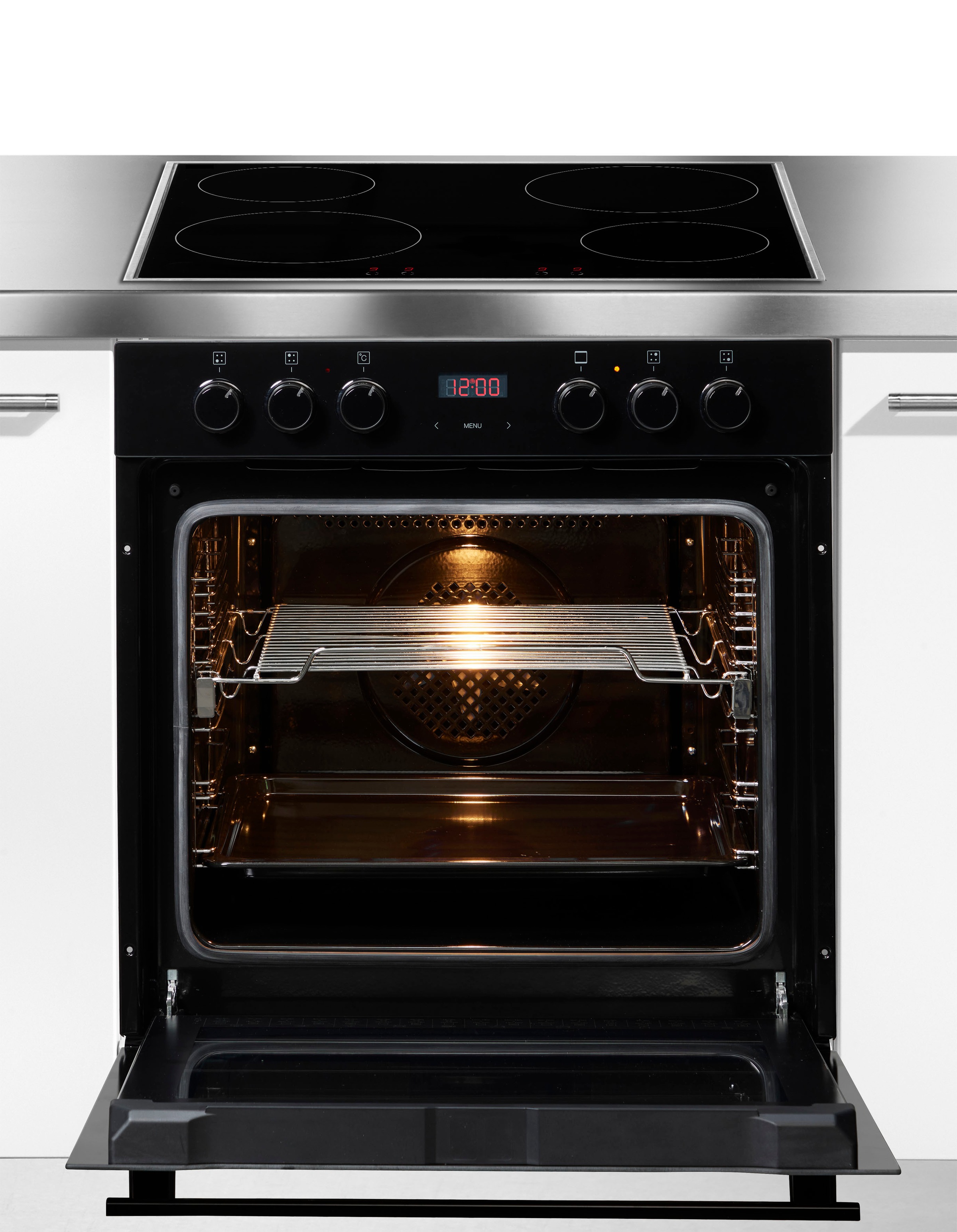 Thumbnail - Amica Induktions Herd-Set "EHIX 933 133 S" mit 1-fach-Teleskopauszug Simple Steam Reinigungsfunktion Bequemes Kochen und...