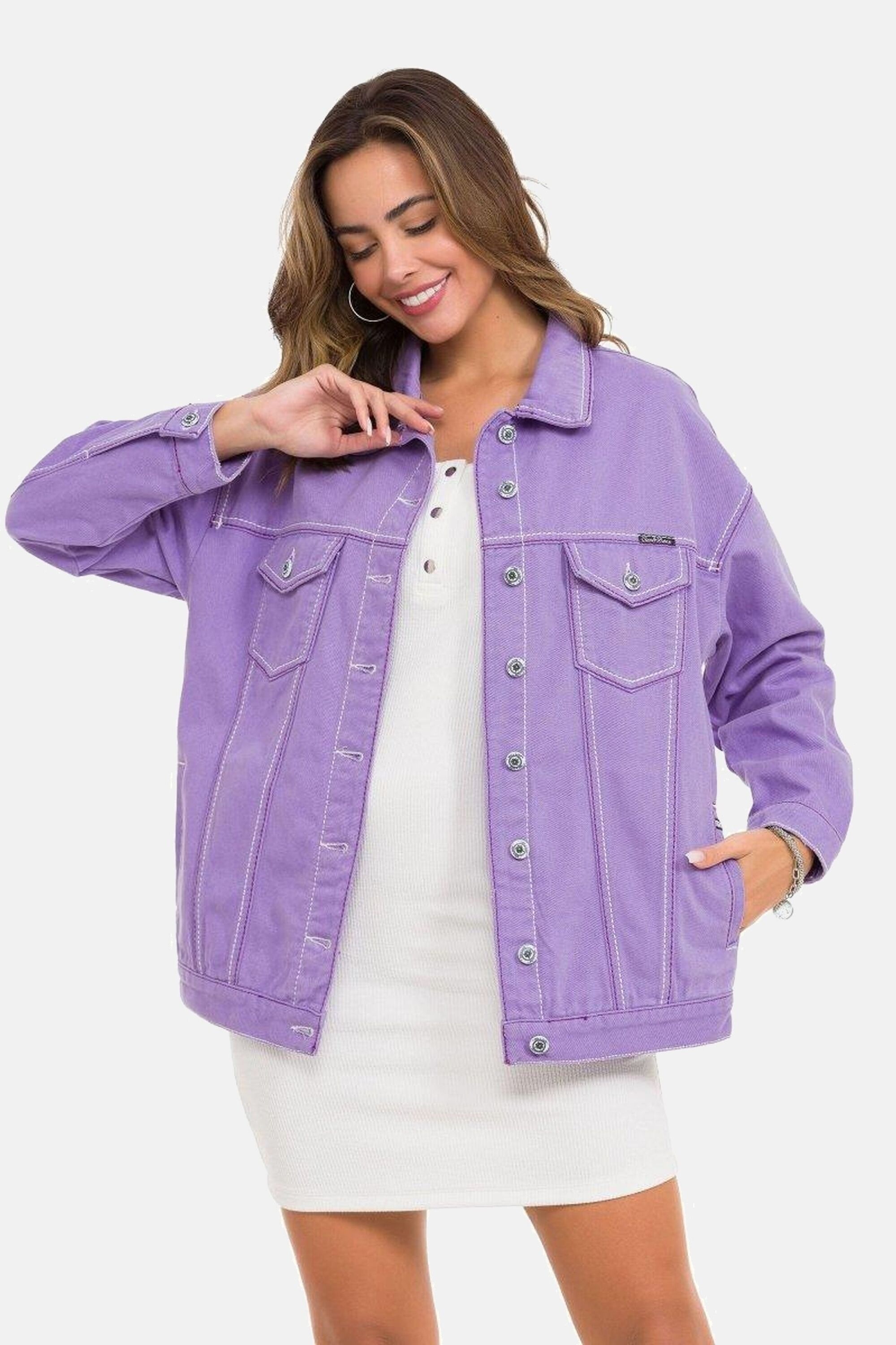 Cipo & Baxx Jeansjacke »Jeansjacke«, ohne Kapuze, mit stylischen auffälligen Elementen, WJ211
