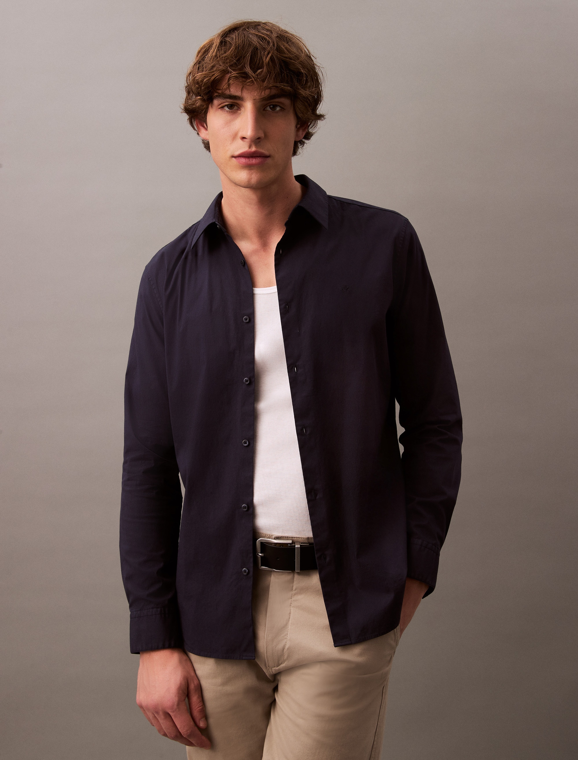 Calvin Klein Langarmhemd "LS SOLID STRETCH SLIM SHIRT", in Unifarbe günstig online kaufen