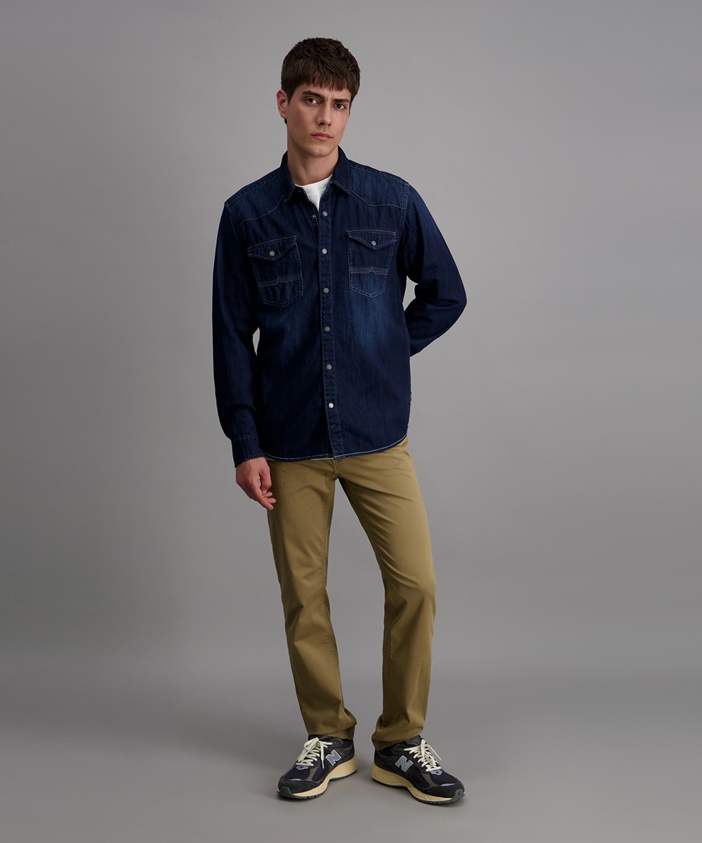 Pioneer Authentic Jeans Jeanshemd, mit abgerundetem Saum