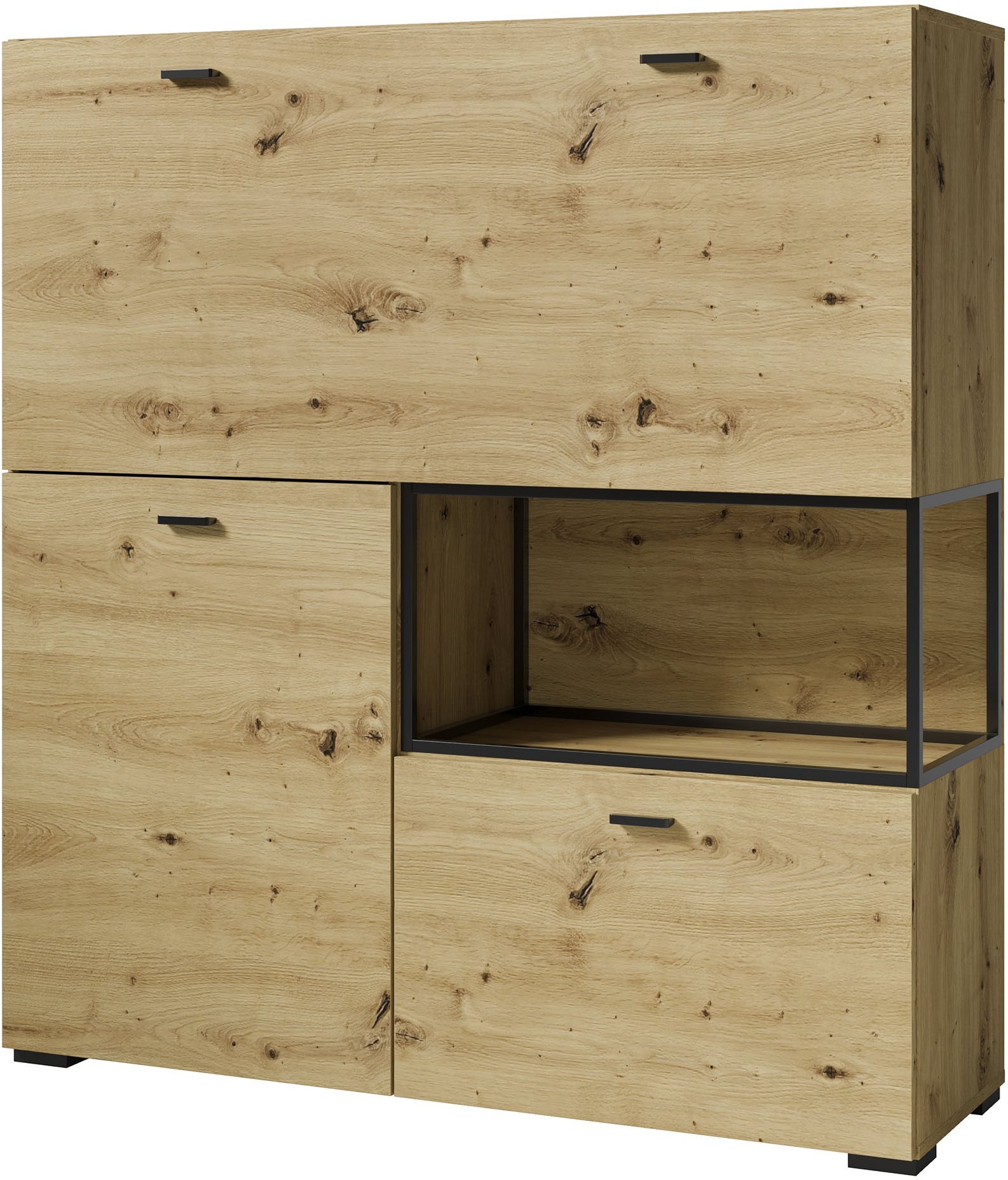 byLIVING Sekretär »FRAME« Artisan Eiche (Eiche-Optik)/schwarz, 1 Türen, 2 Klapptür, B 120 cm