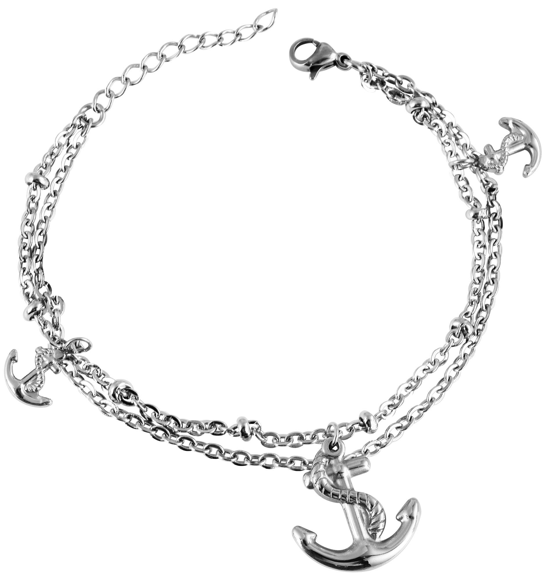ADELIA'S Women Stainless Steel Anchor Bracelet Silver 17cm