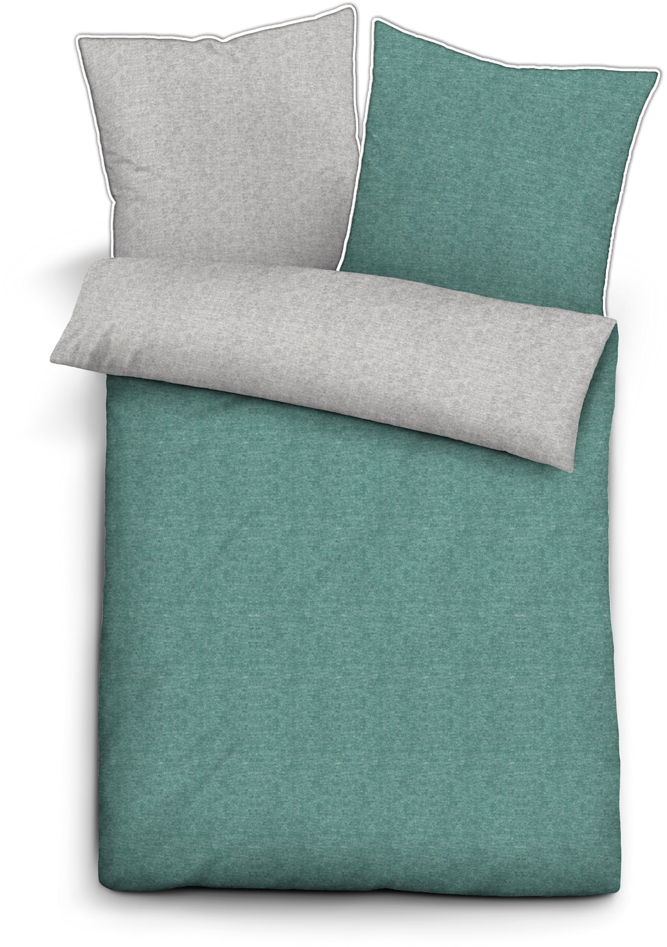Bettwäsche BIBERNA, grün, Biber;Feinbiber;Feinbiber, 100% Baumwolle, Bettwäsche