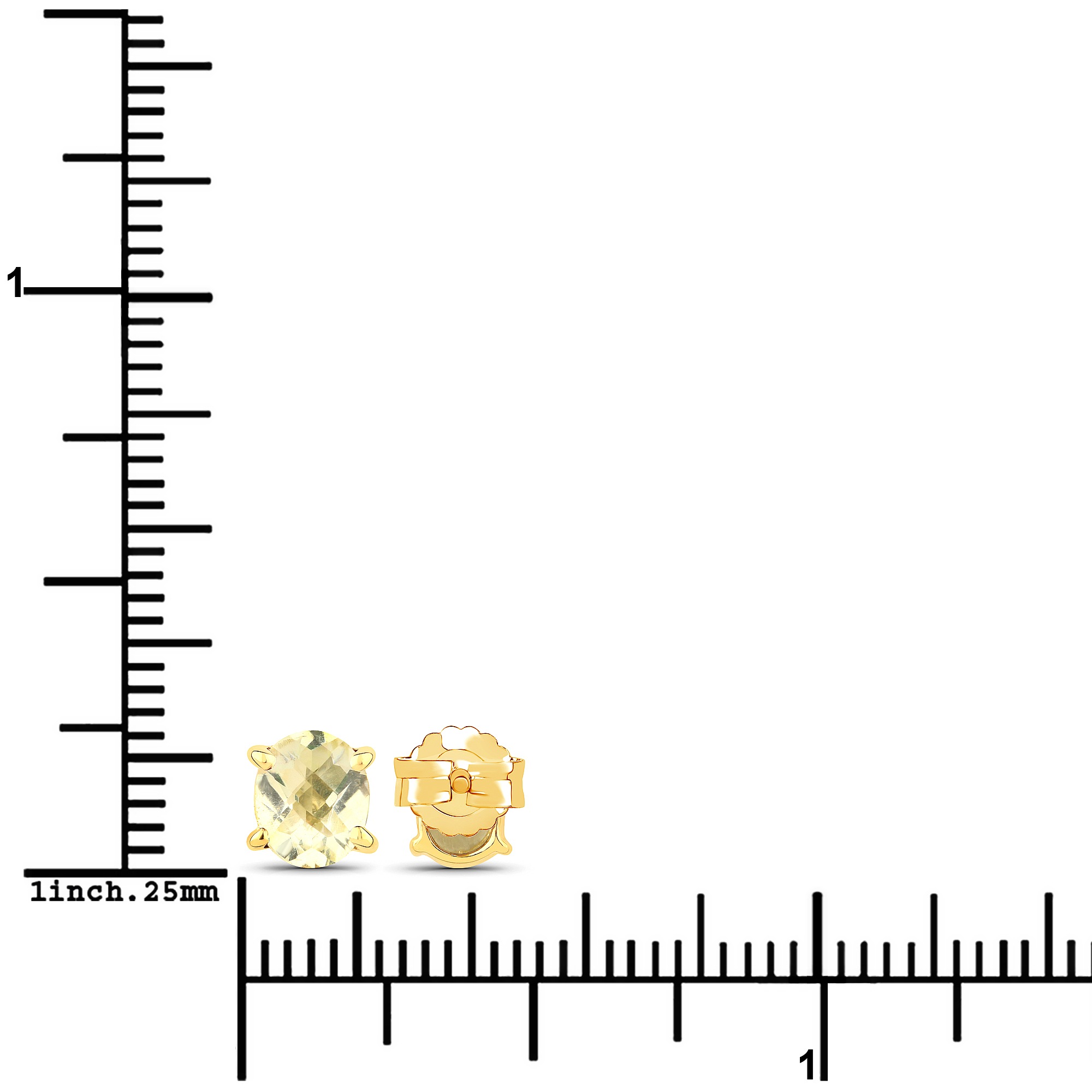 Paar Ohrstecker VIRA JEWELS "925-Sterling Silber vergoldet Glänzend Lemonquartz gelb", gelb (gelb, gelb), Ohrringe, Damen, one-size, 1,22, Silber 925 (Sterlingsilber) 2
