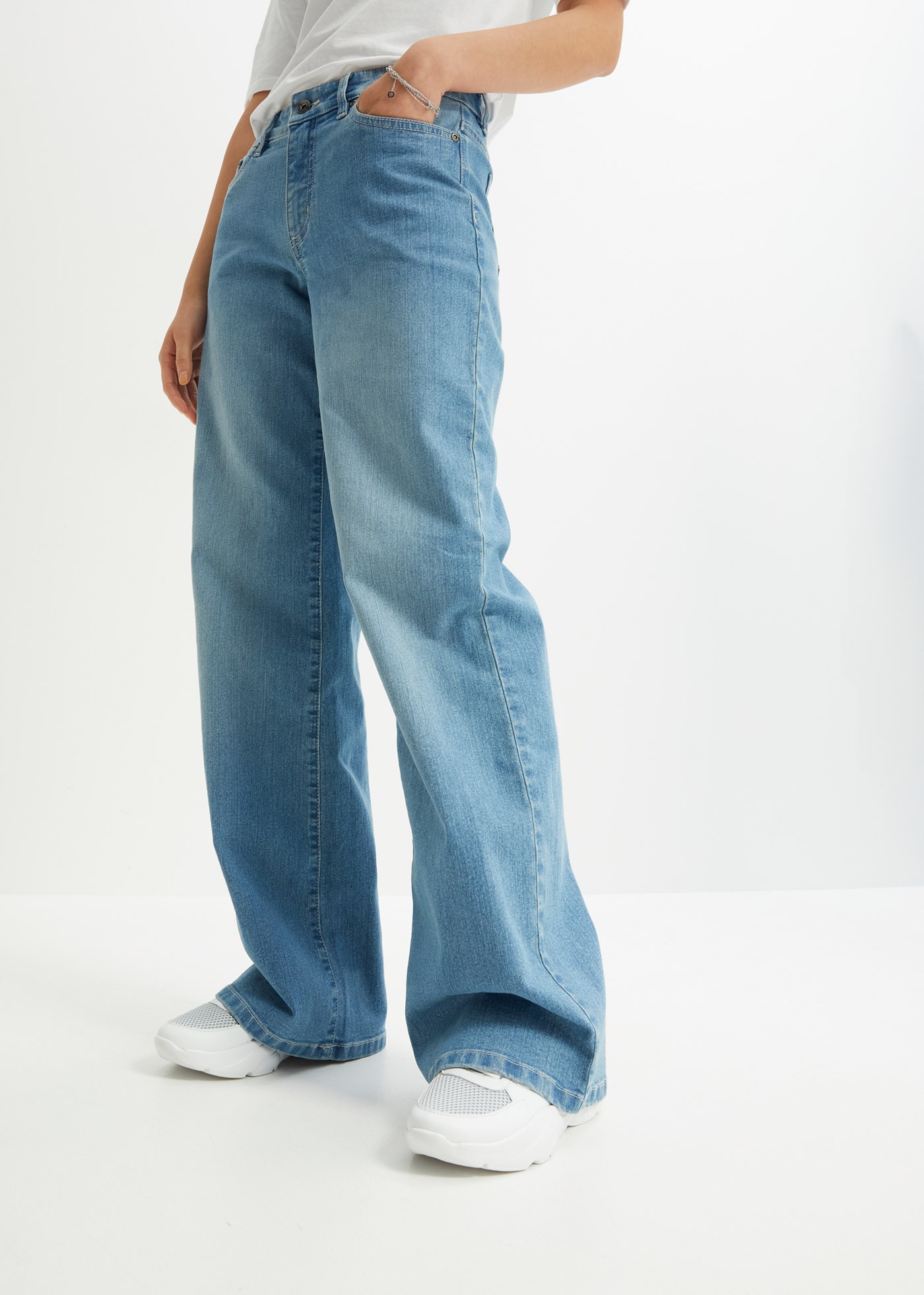 bonprix Loose Fit, 5-Pocket-Style, Wide-Leg Jeans, Mid Waist