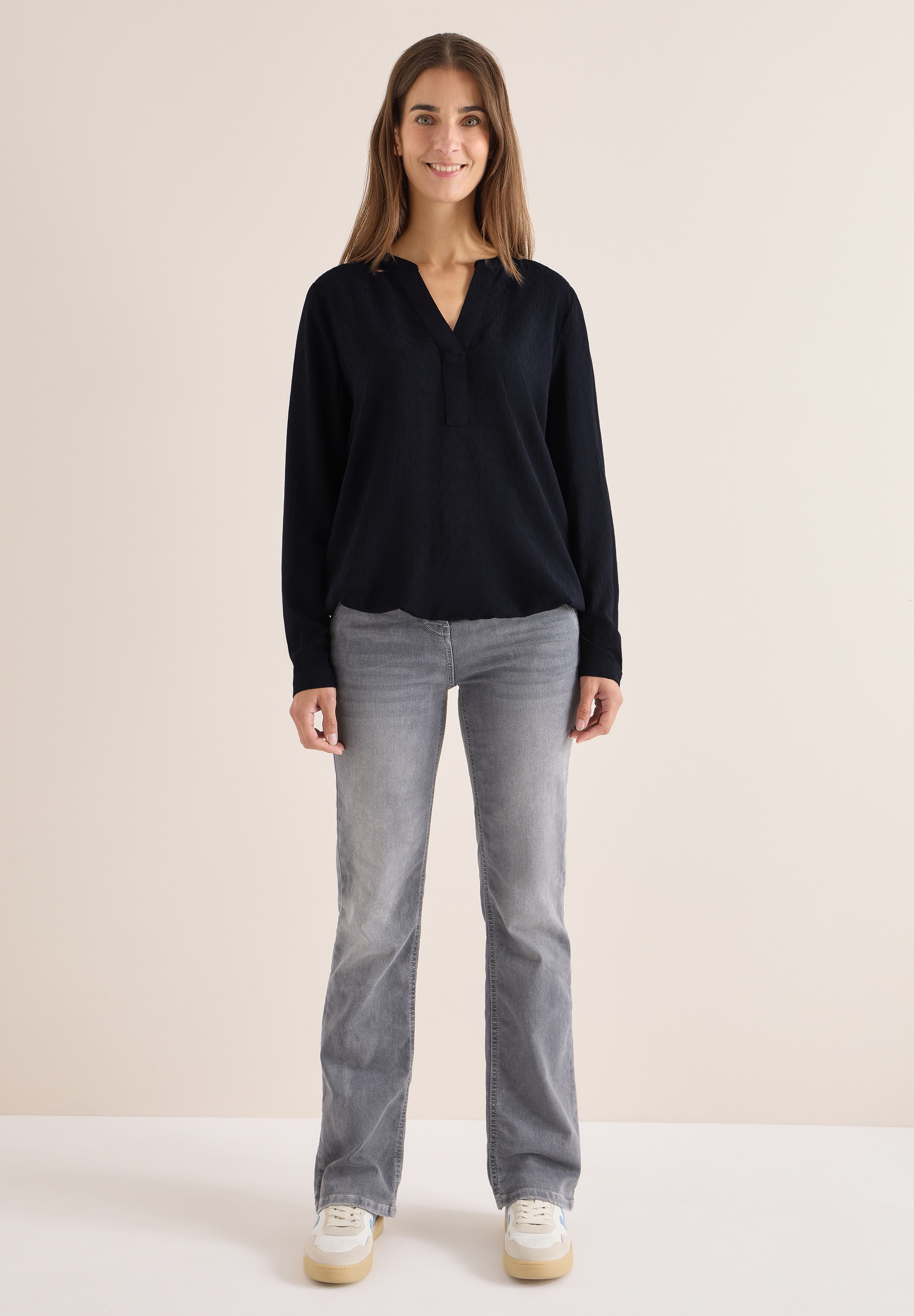 Cecil Langarmbluse mit Elastiksaum